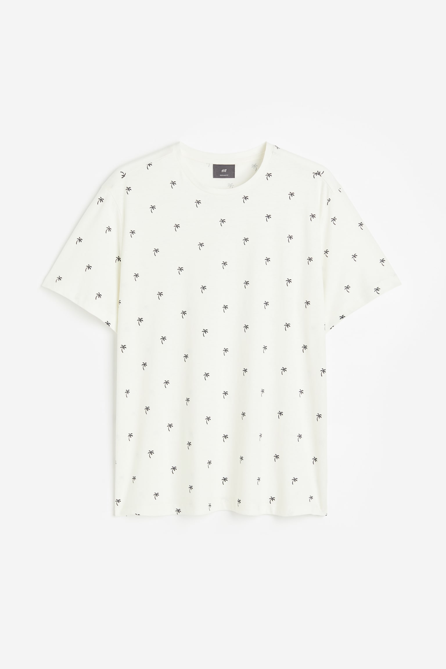 Regular Fit Cotton T-shirt - White/Palm trees - 1