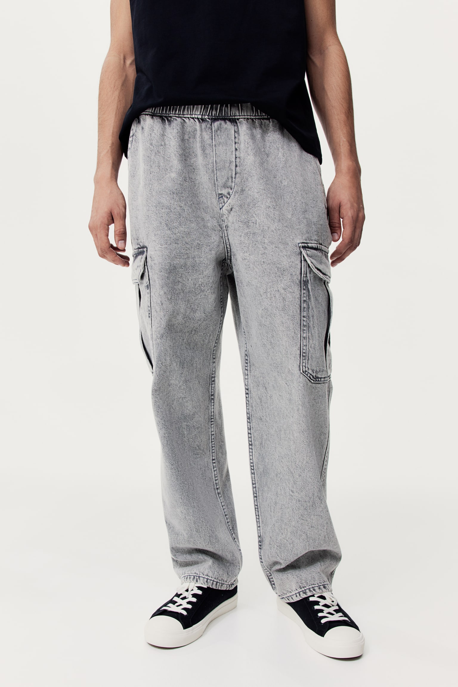 Loose Cargo Denim Joggers - Light denim grey/Black/Light denim blue/Navy blue - 4