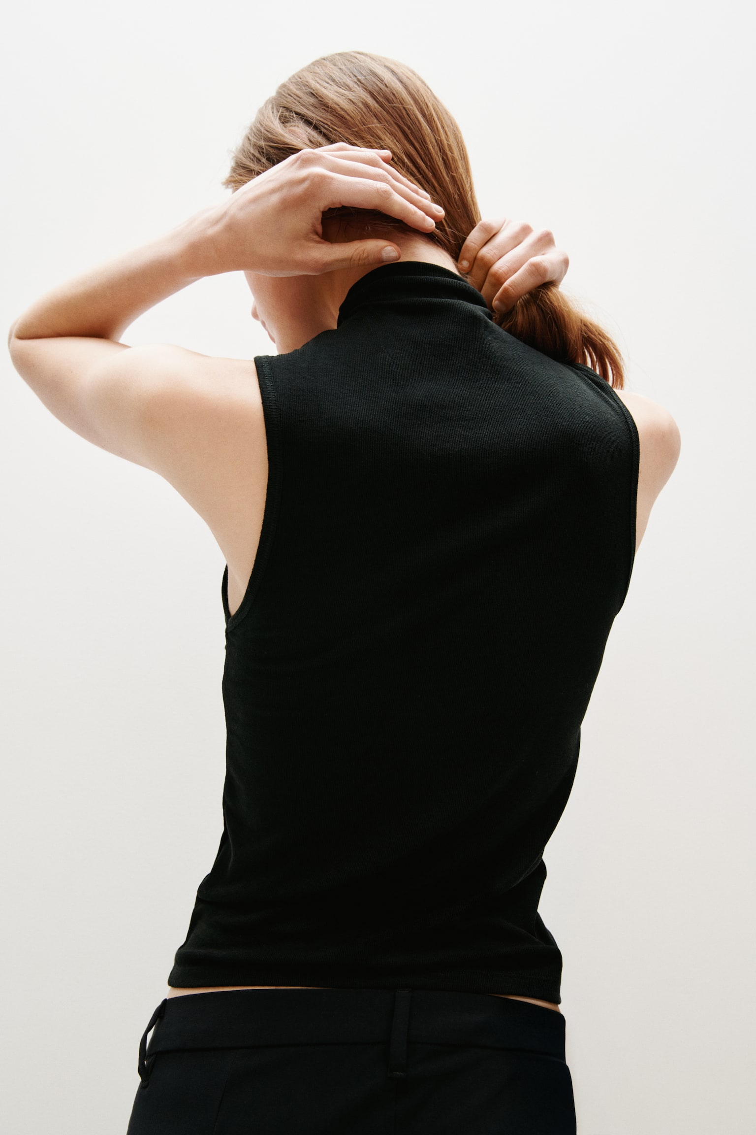 Sleeveless turtleneck top - Black/Dark brown/Dark grey marl - 6