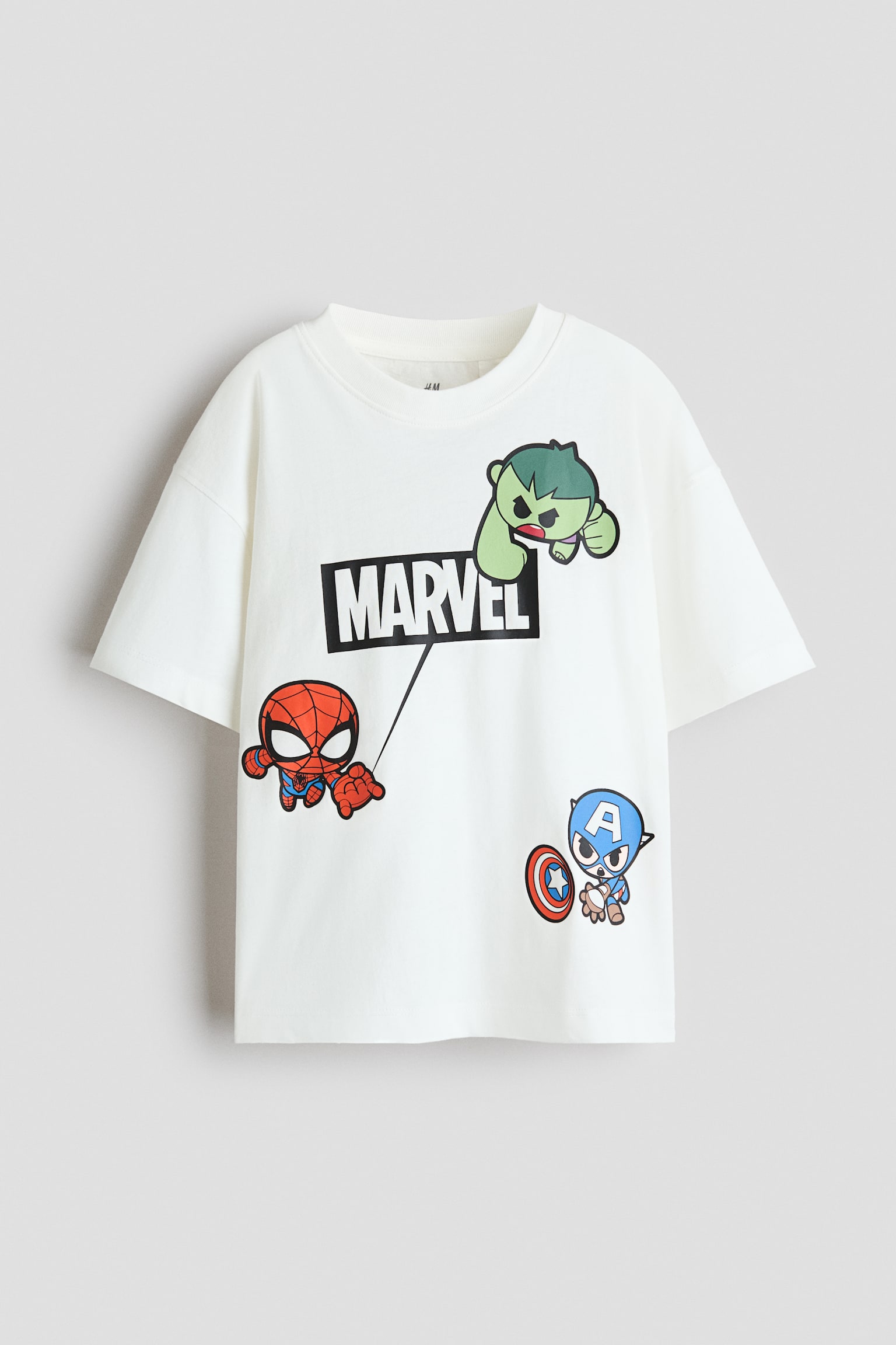 Printed Cotton T-Shirt - White/Marvel Comics/Dusty turquoise/Minecraft/Navy blue/Marvel Comics
