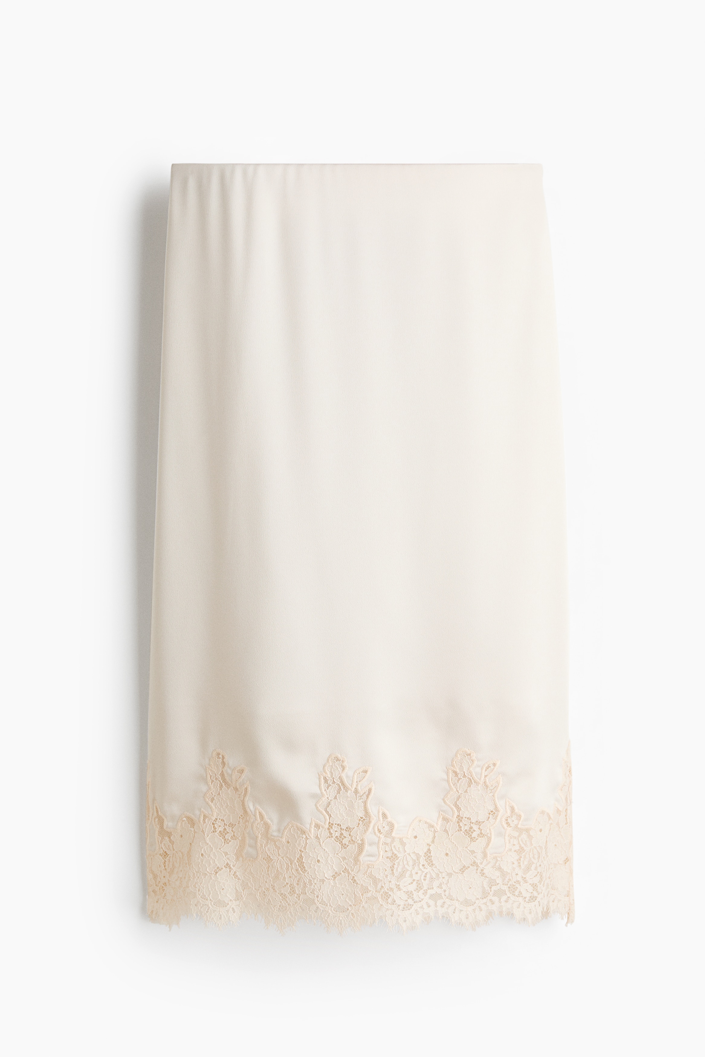 Lace Trim Midi Skirt - Cream/Black