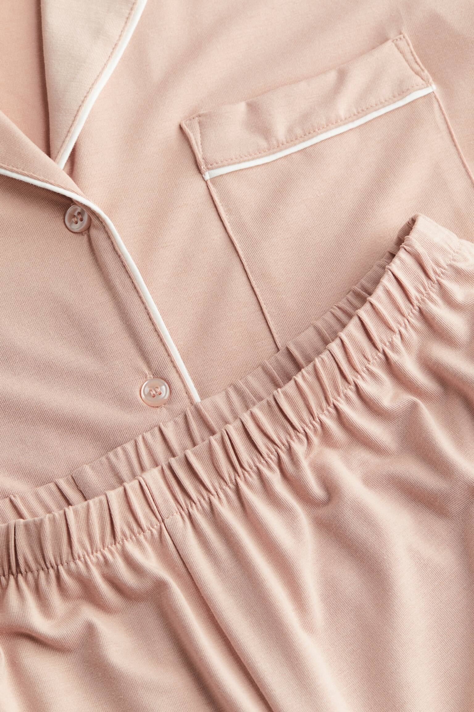 Bộ áo sơ mi và quần đùi ngủ - Màu hồng phấn/Màu đen/Màu kem/Màu nâu gỉ sắt - 2