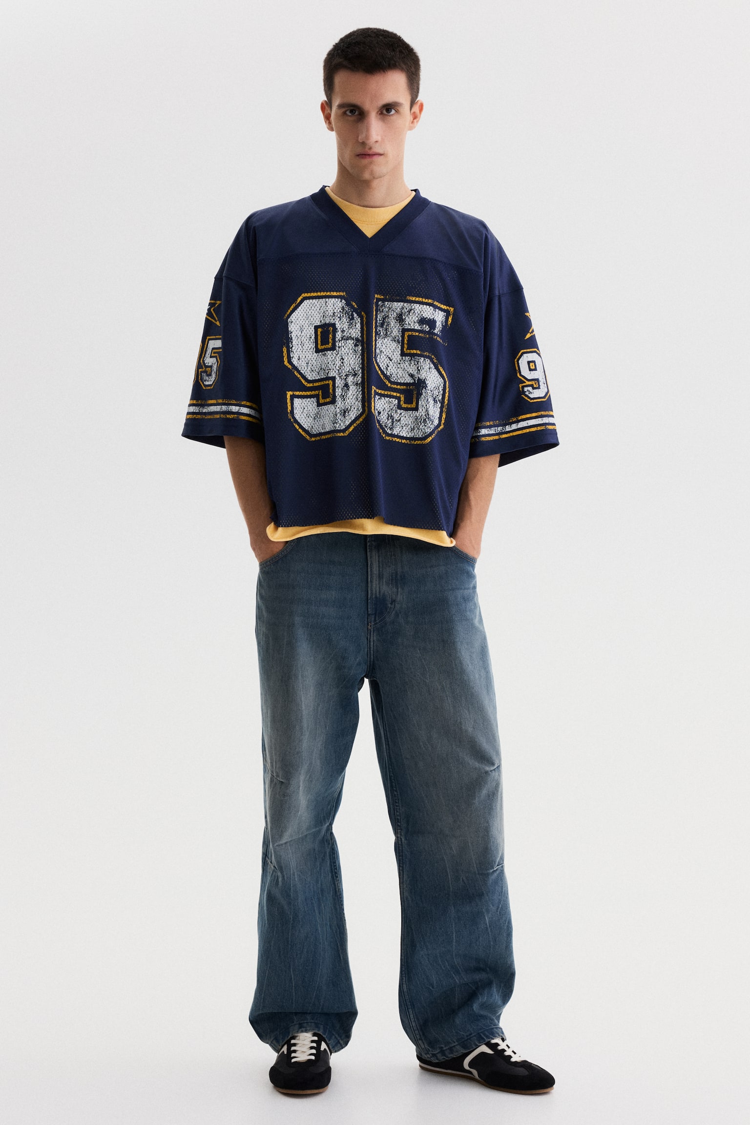 Playera Oversized Fit en malla con diseño - Azul oscuro/W. Coast 95/Negro/22/Blanco/22/Blanco/W. Coast 95 - 8