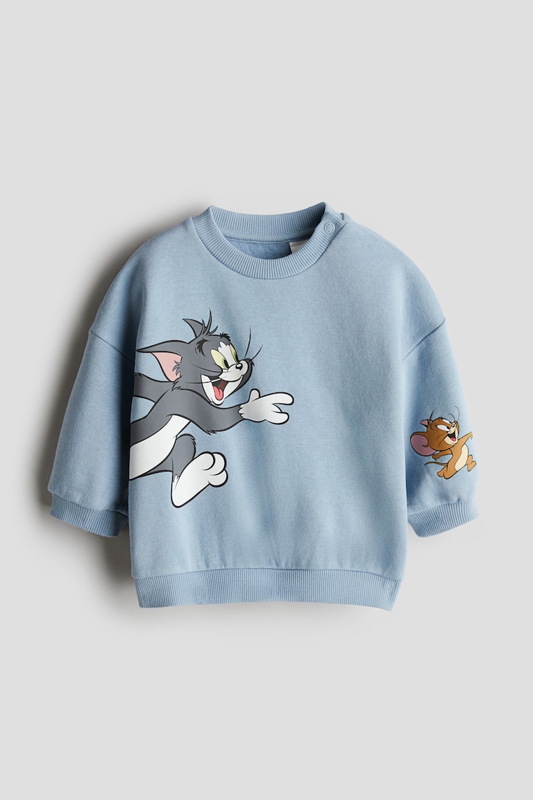 Sweatshirt with Printed Motif Light dusty blue/Tom and Jerry