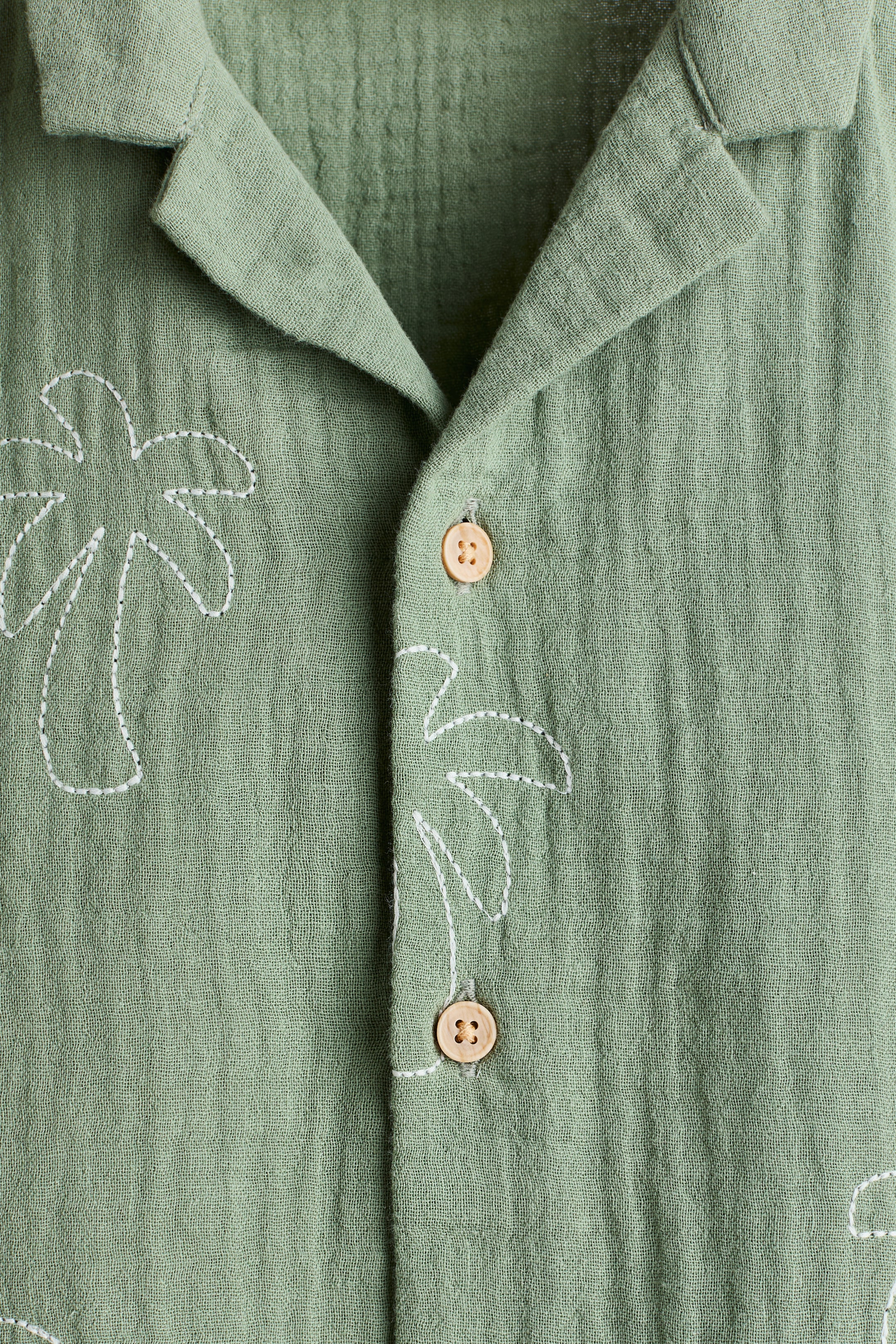 Embroidered Muslin Resort Shirt