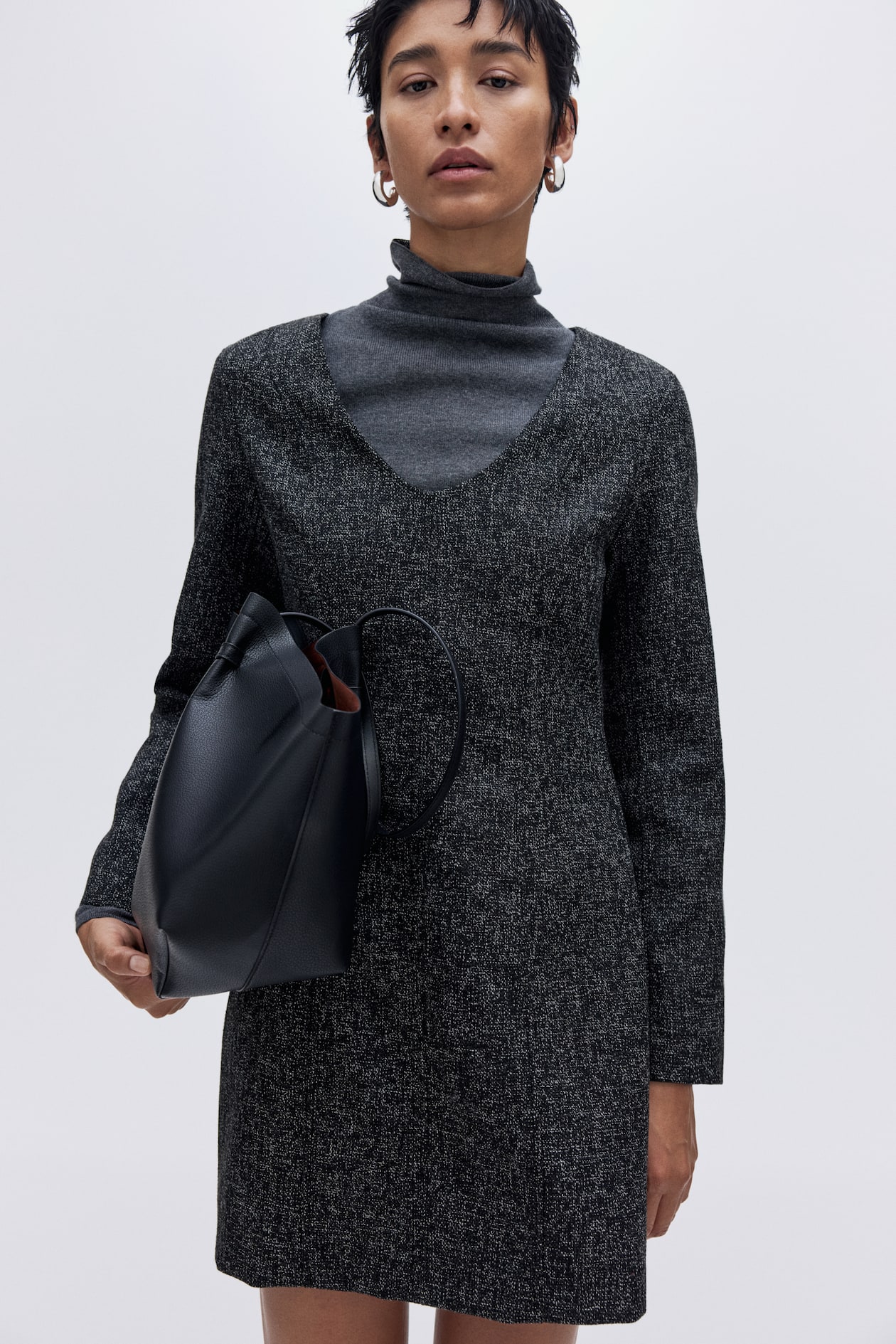Long-Sleeved Boucle Dress
