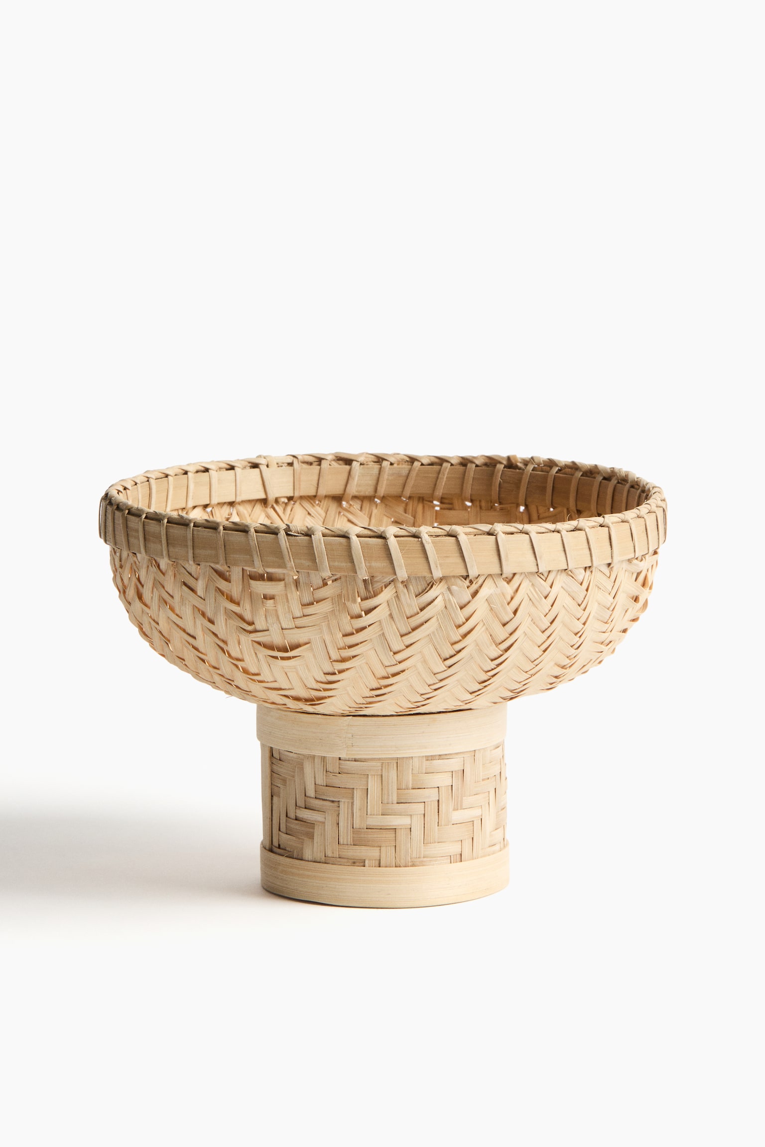 Bamboe serveerschaal met voet - Beige