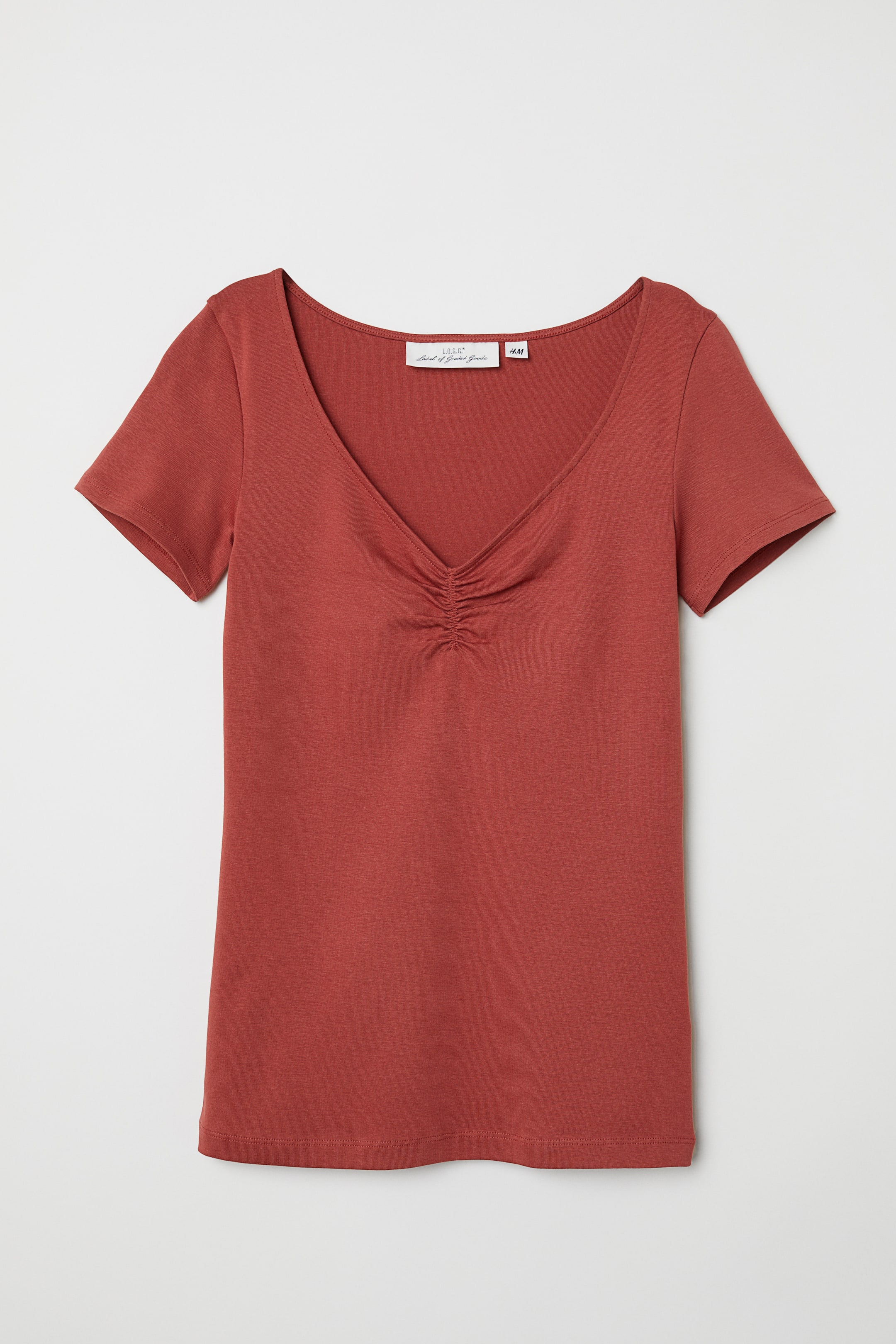 View larger image: V-neck cotton top - Rust red - Ladies | H&M 1