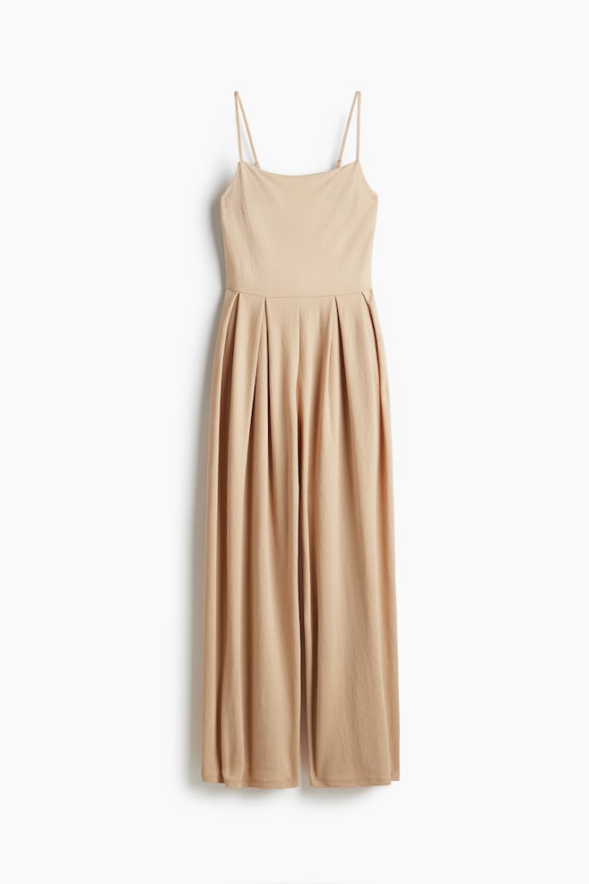 Pleated Jumpsuit-Beige - 1