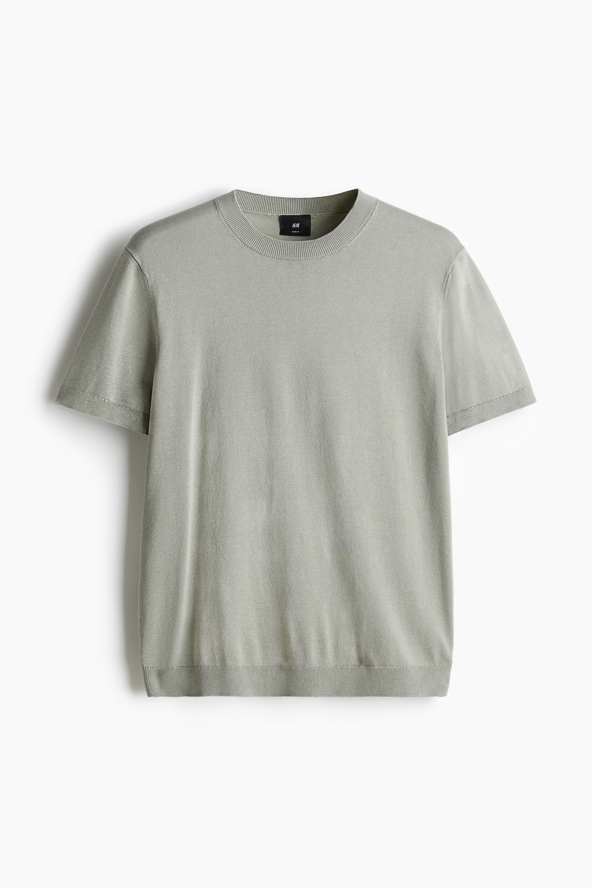 Slim Fit Fine-knit T-shirt - Sage green/White/Black/Dark beige/Peach pink/Pale green