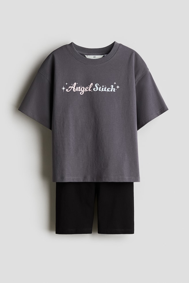 Tweedelige set met print - Donkergrijs/Lilo & Stitch/Lichtgrijs/Bambi - 1