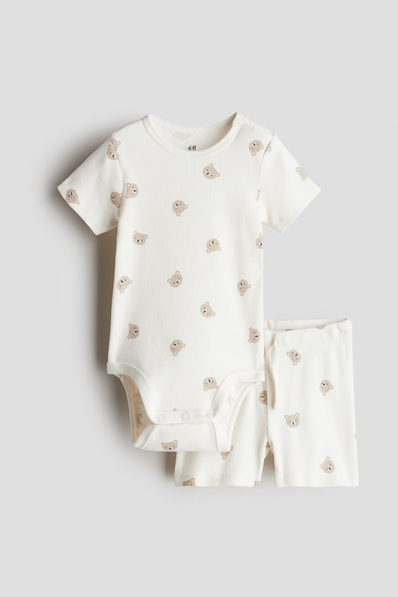 Детские брюки H&M 2-piece Ribbed Cotton Set