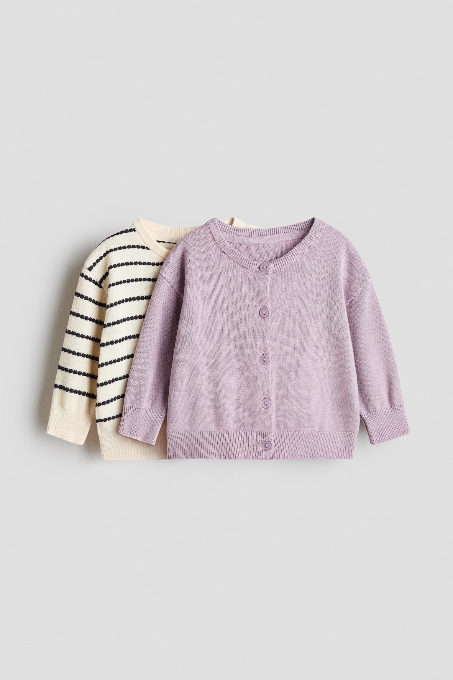 2-pack cotton cardigans - Light purple/Cream/White/Light beige/Light pink/Striped - 1