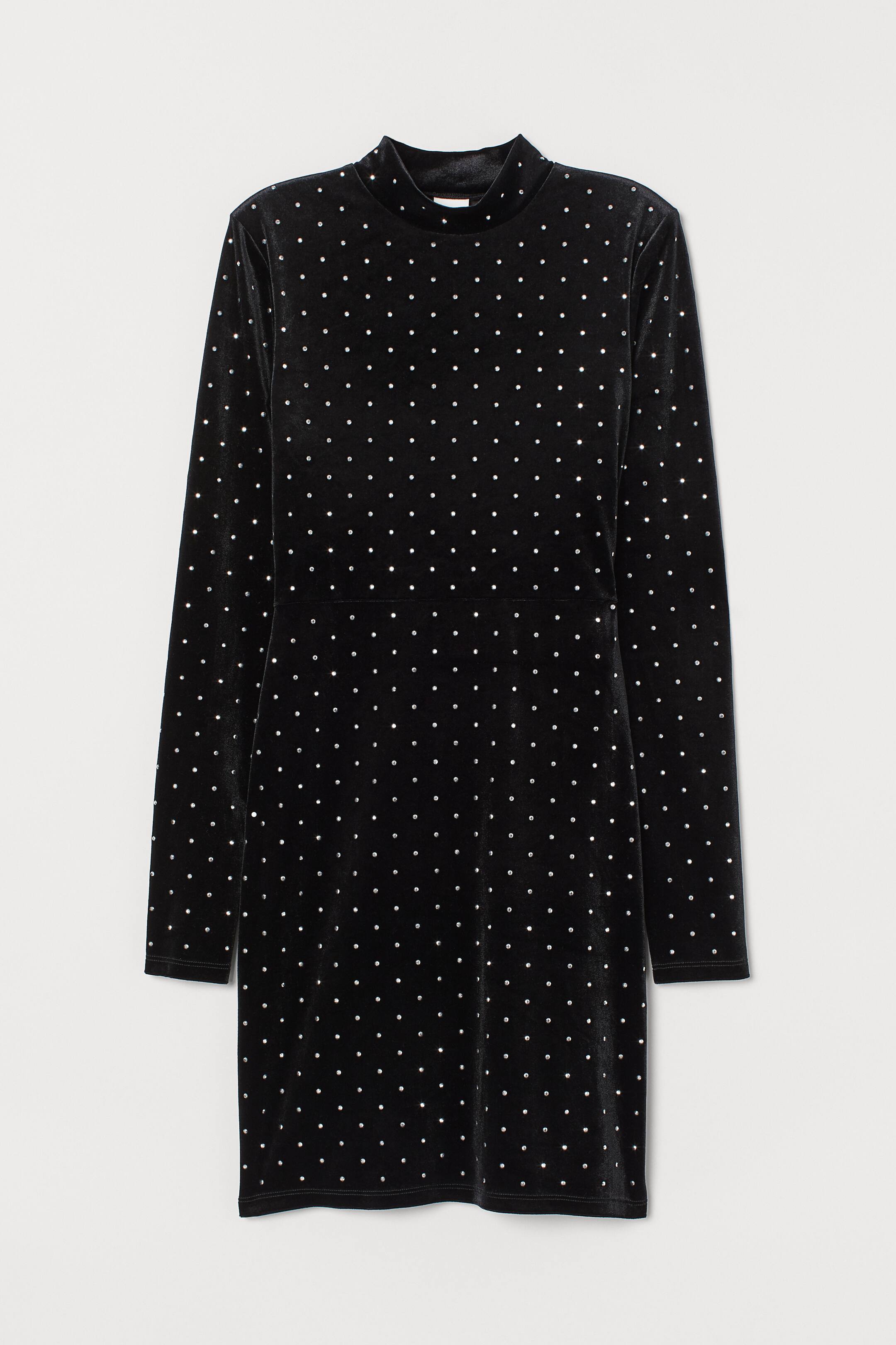 View larger image: Fitted dress - Black/Studs - Ladies | H&M 1