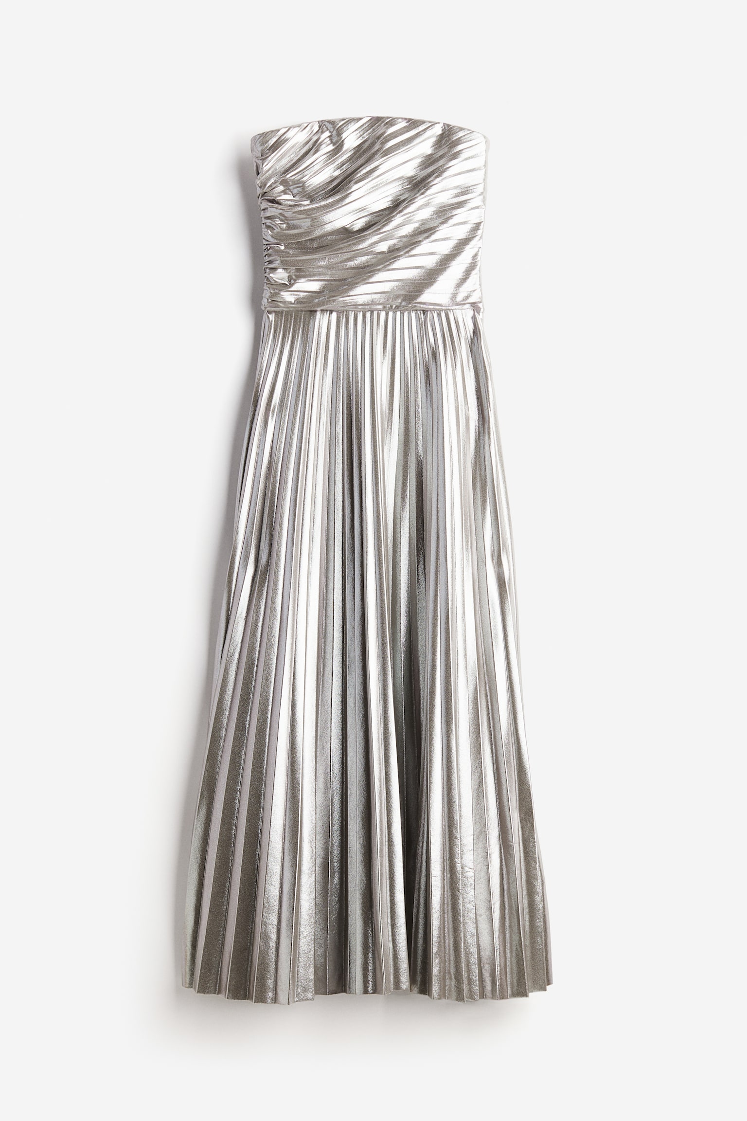 Pleated Bandeau Dress - Silver colour/Cream/Floral - 2