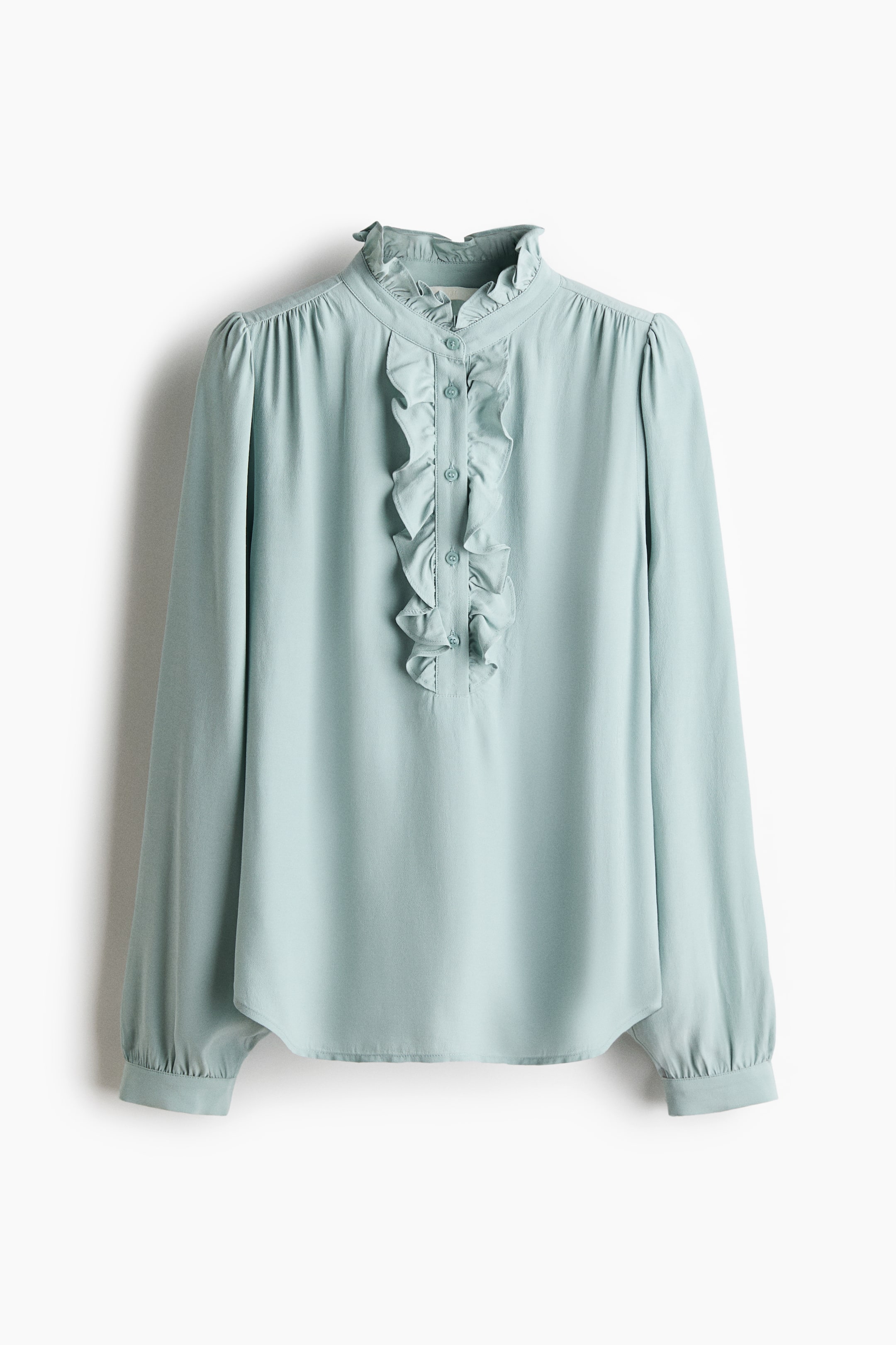 View larger image: Frill-collared viscose blouse - Light turquoise - Ladies | H&M IN 1