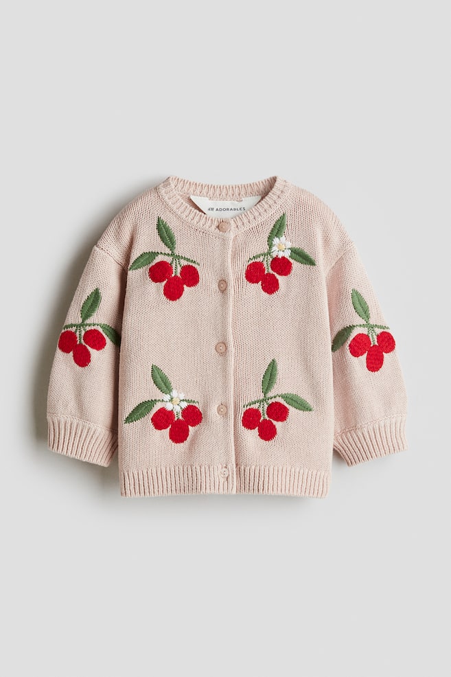 Gilet en coton avec détails brodés - Rose ancien clair/baies - 1