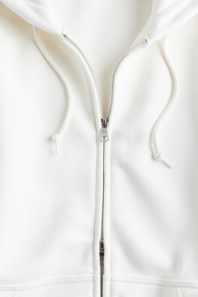 Oversized Fit Zip-through hoodie - White/Beige/Light grey marl/Black - 2