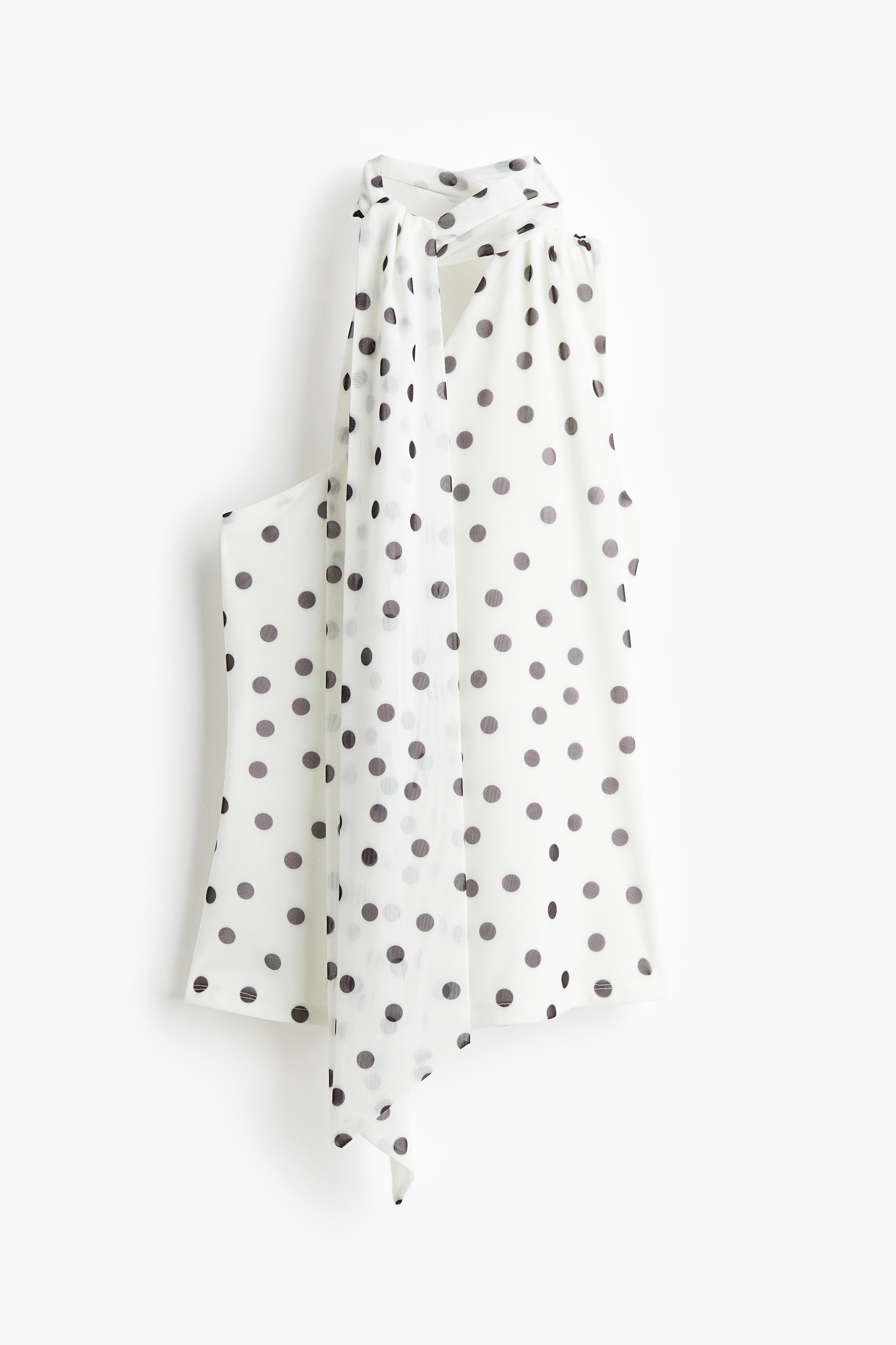 Top monospalla in mesh - Bianco/pois