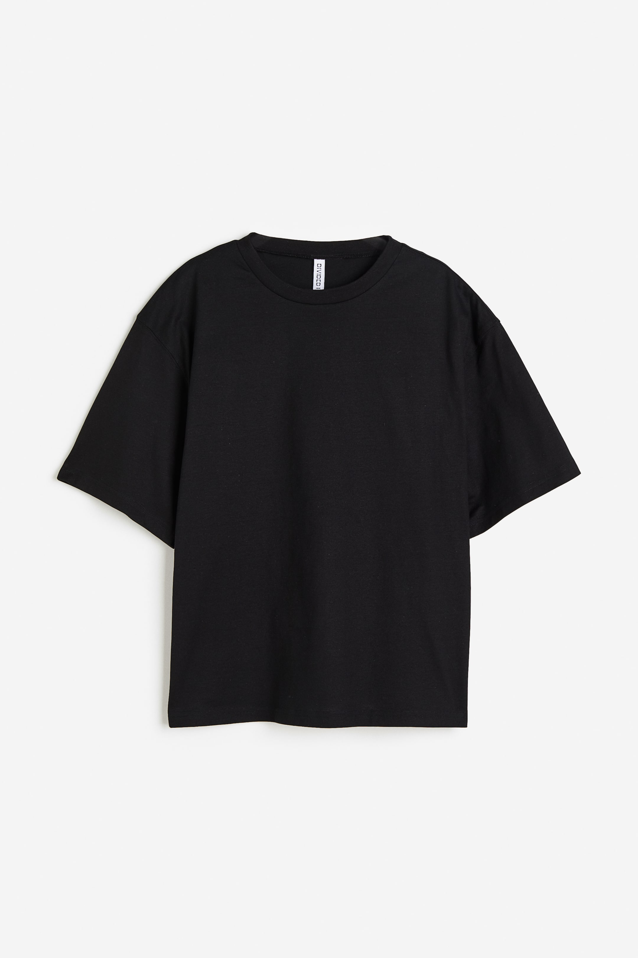 Boxy T Shirt Round Neck Short Sleeve Black Ladies Handm Gb 5980