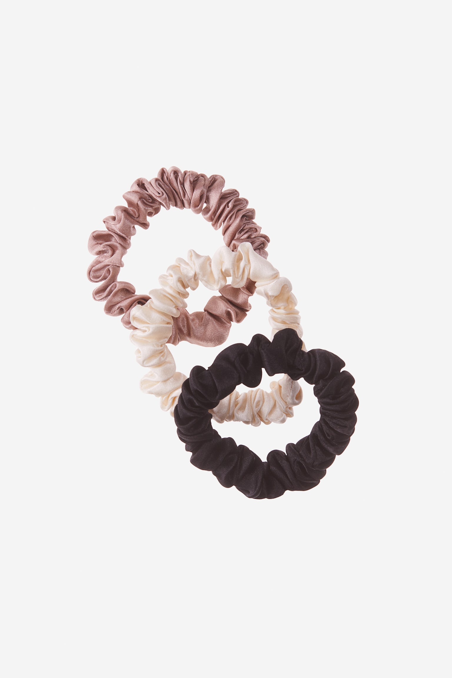 3-pack scrunchie i siden - Svart/Dimrosa/Benvit/Dimrosa - 1