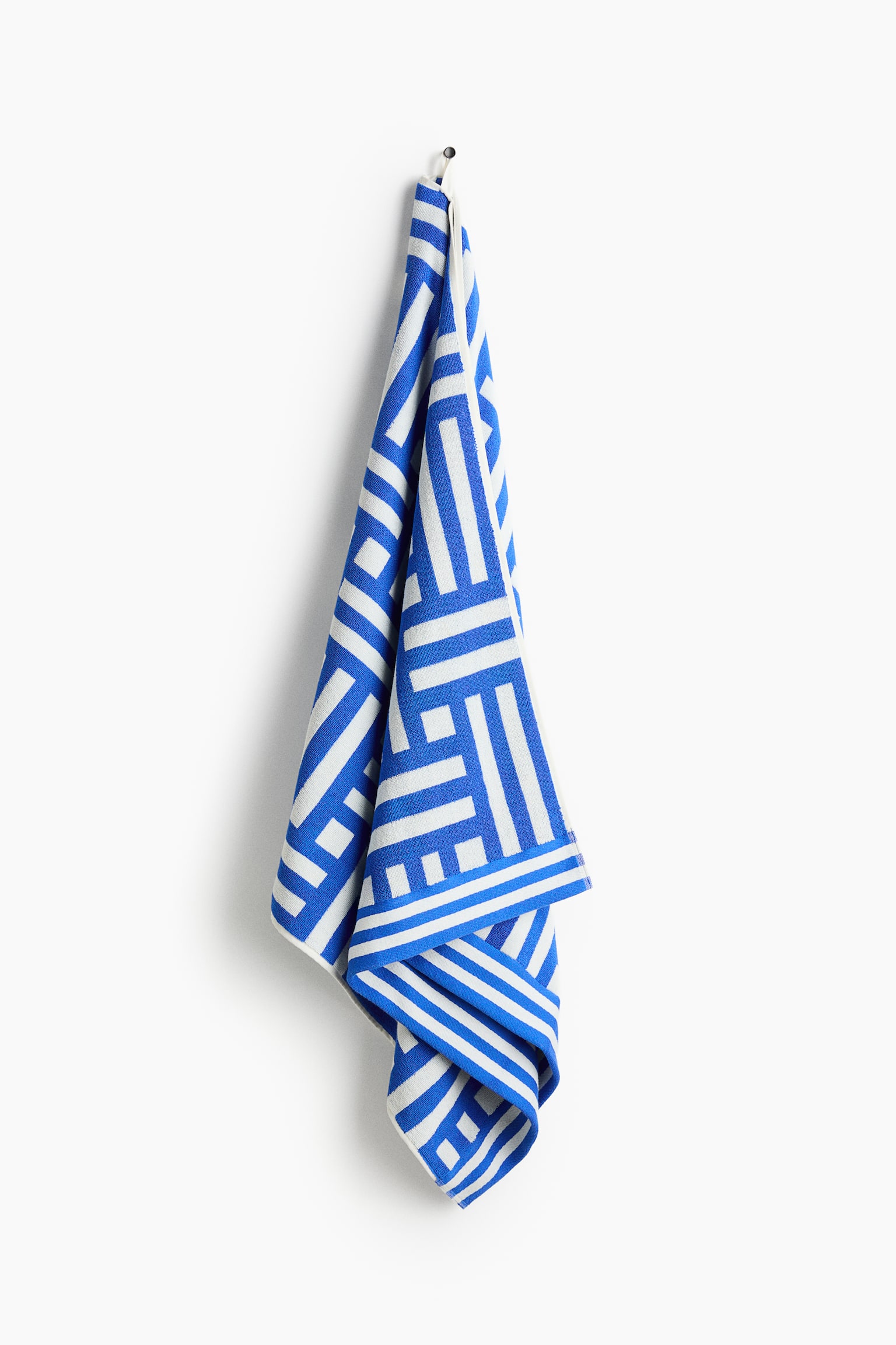 Toalla de playa estampada en algodón - Azul vivo/Estampado