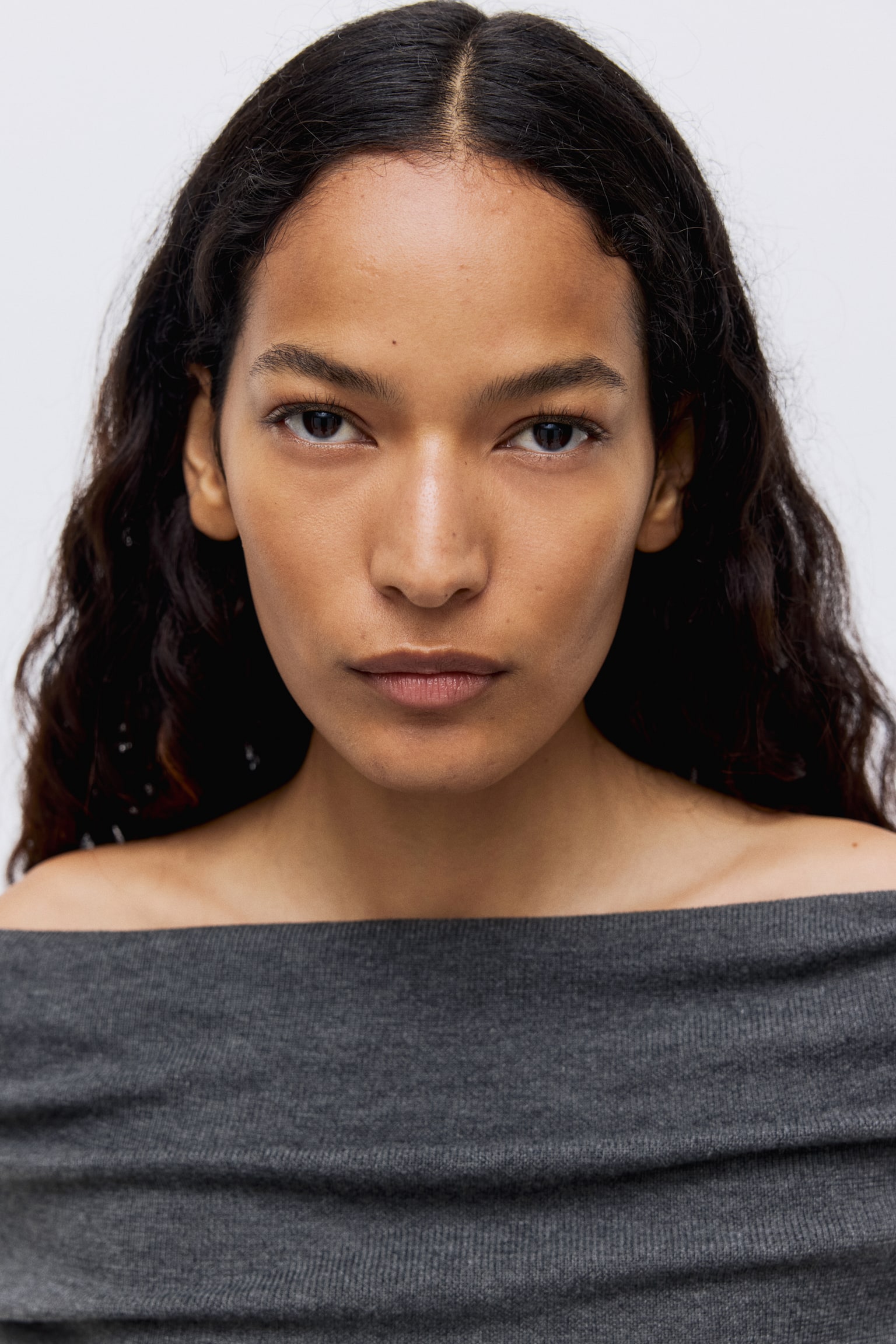 Off-the-shoulder jumper - Grey marl - 3