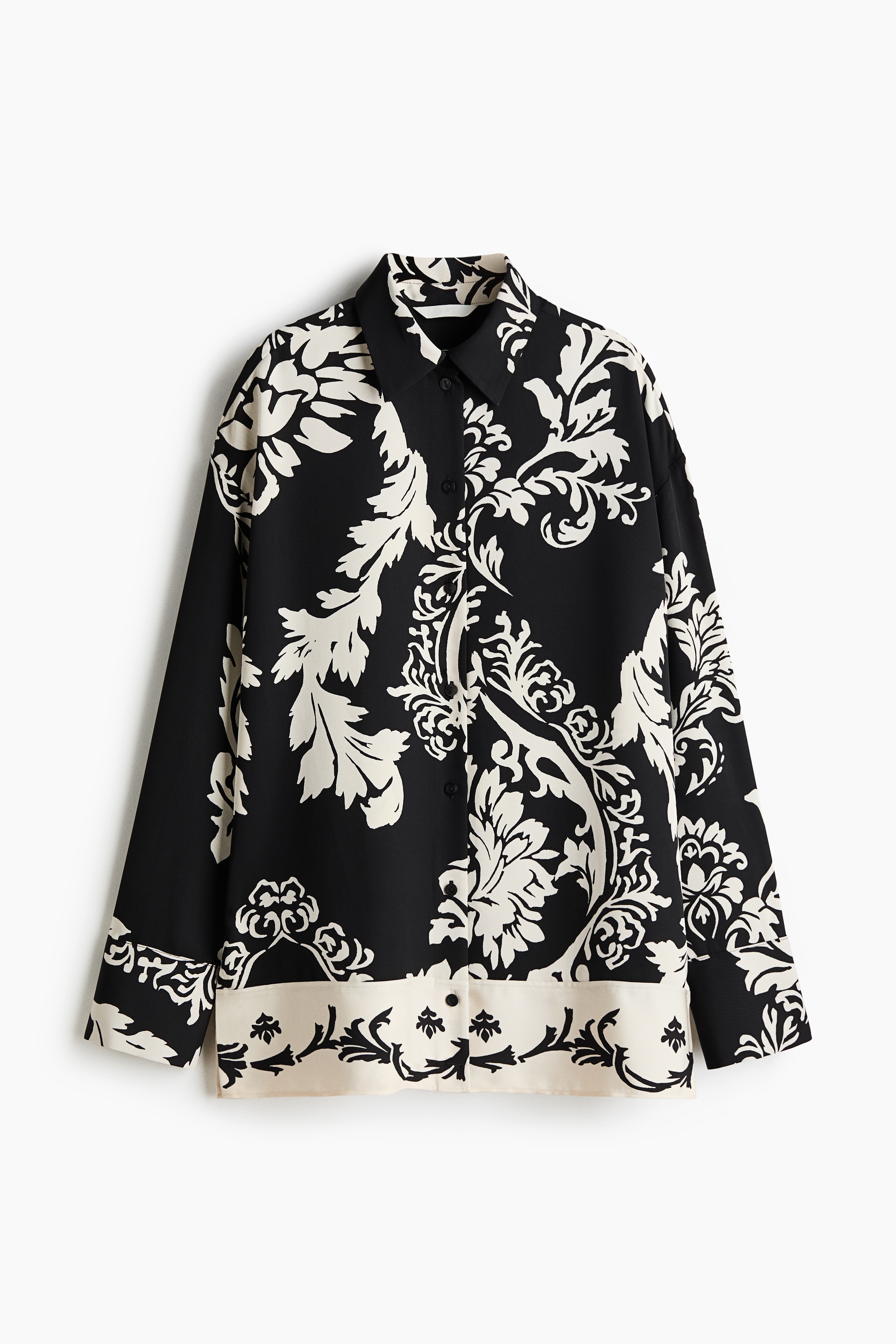 Loose-fit shirt - Black/Patterned