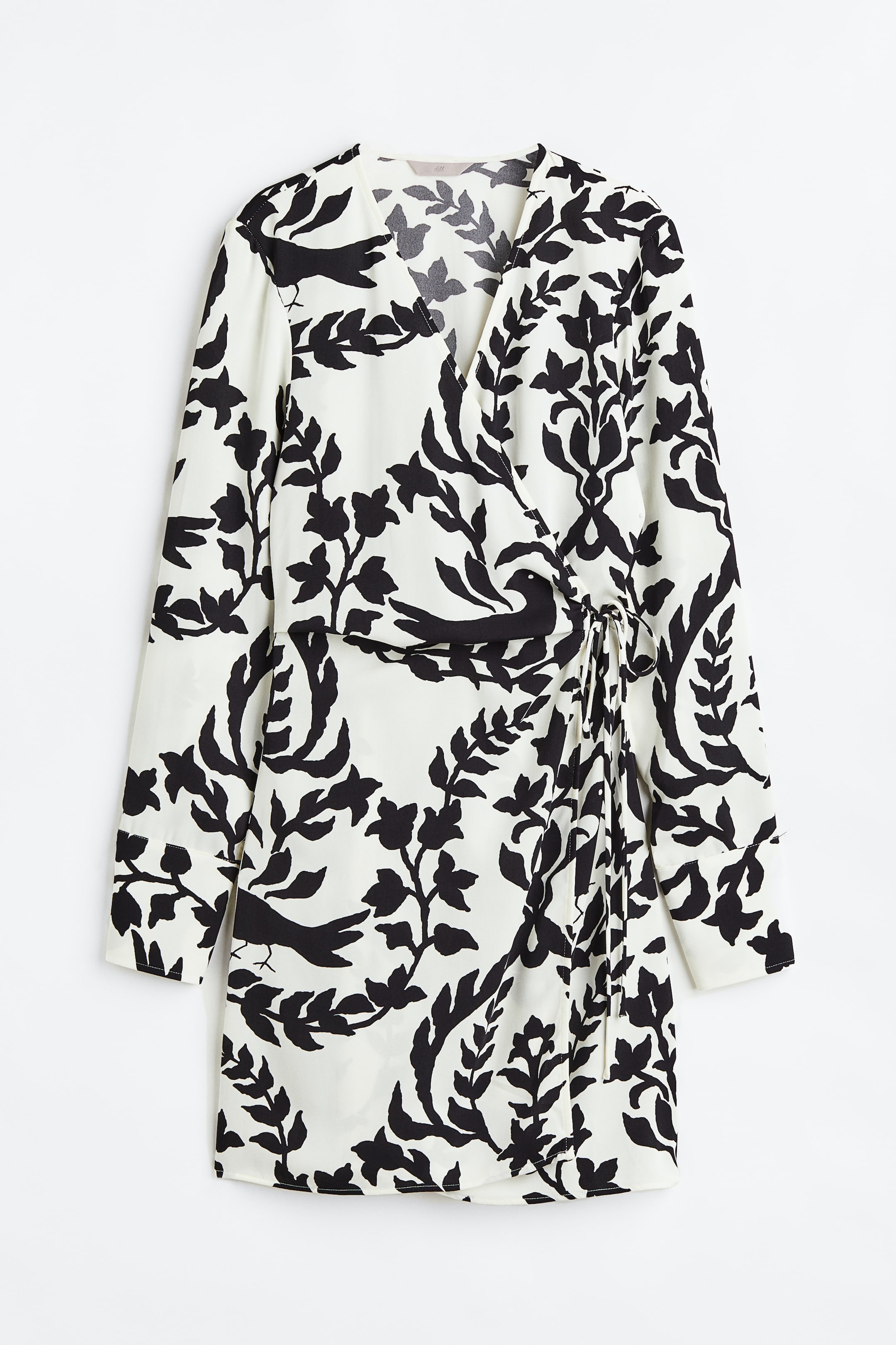 Wrap dress - V-neck - Long sleeve - White/Patterned - Ladies | H&M GB