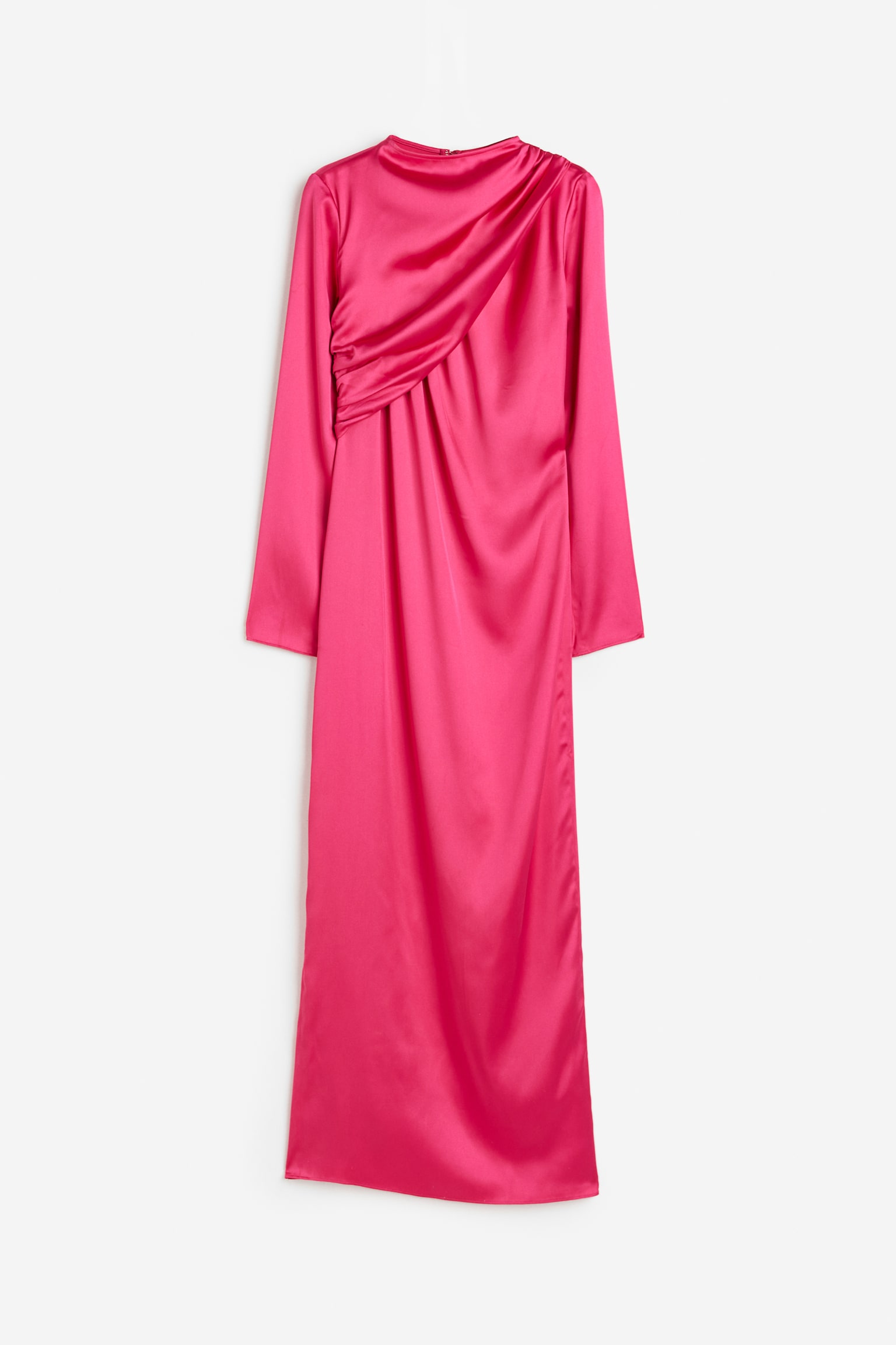 Draped satin dress - Cerise - 1