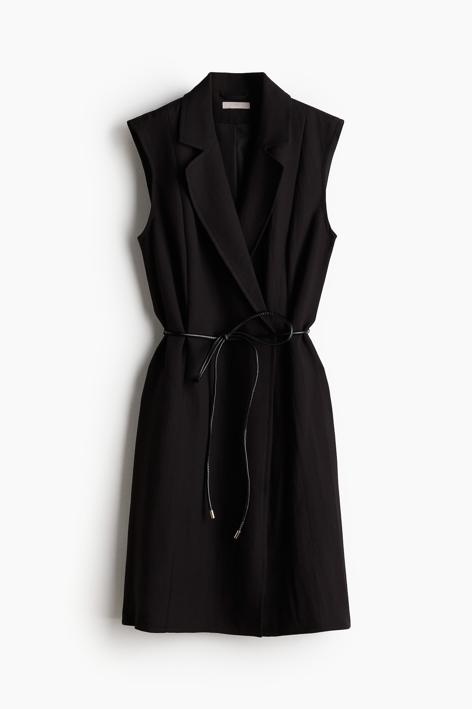 Tie-belt blazer dress - Black/Cream/Beige - 2