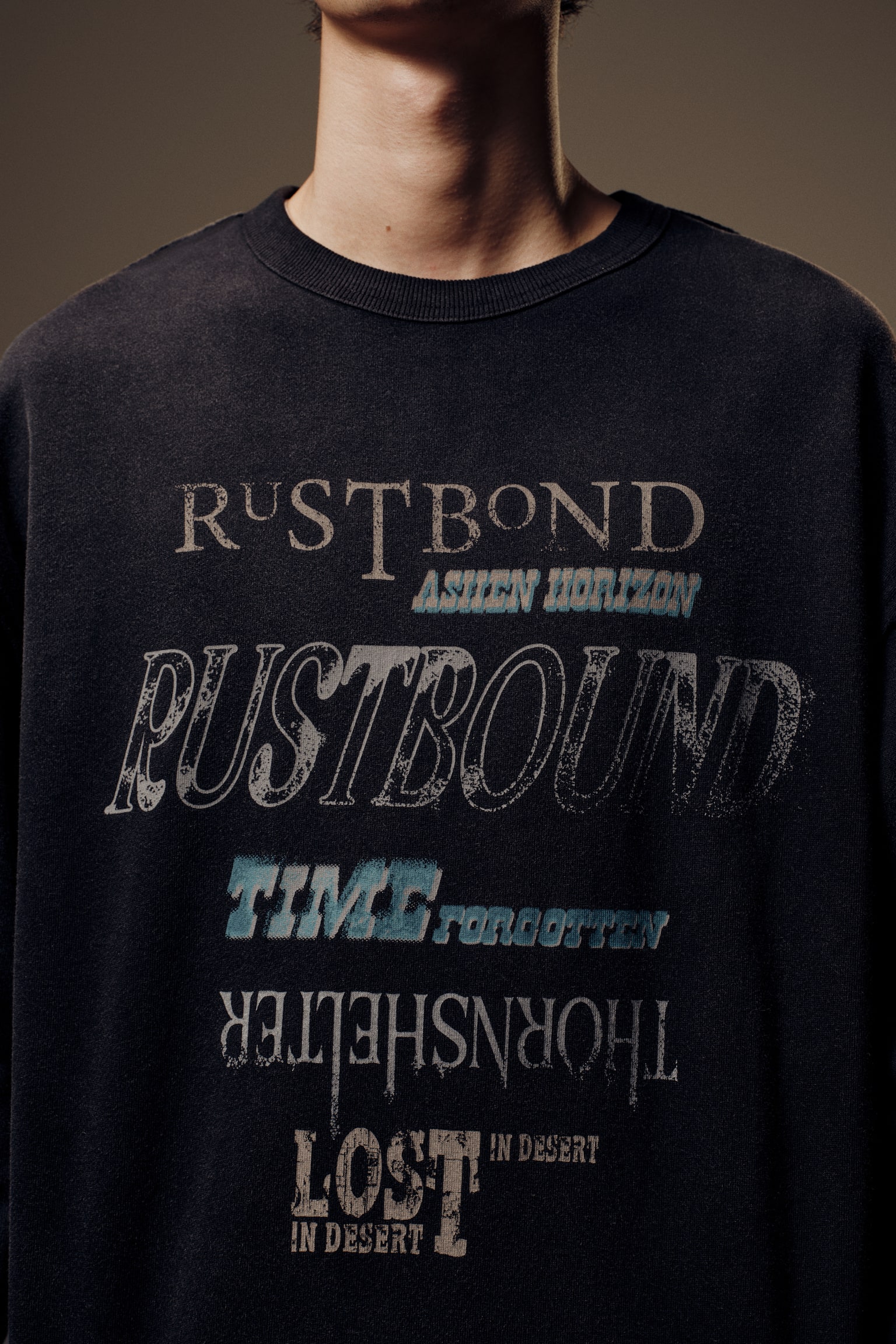 프린트 스웨트셔츠 루즈핏 - 다크 그레이/블랙 - 6