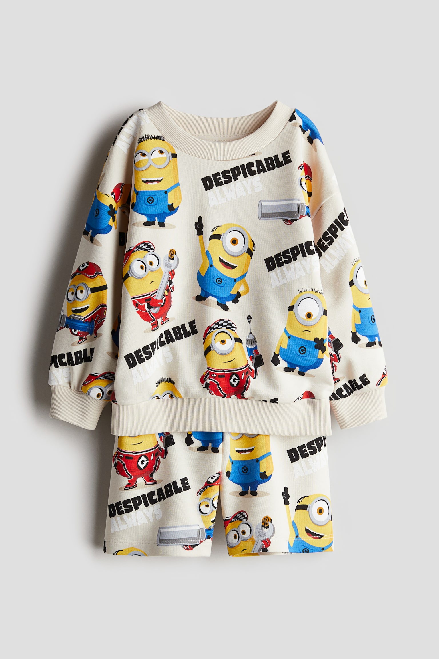 2-piece printed sweatshirt set - Light beige/Minions - 1