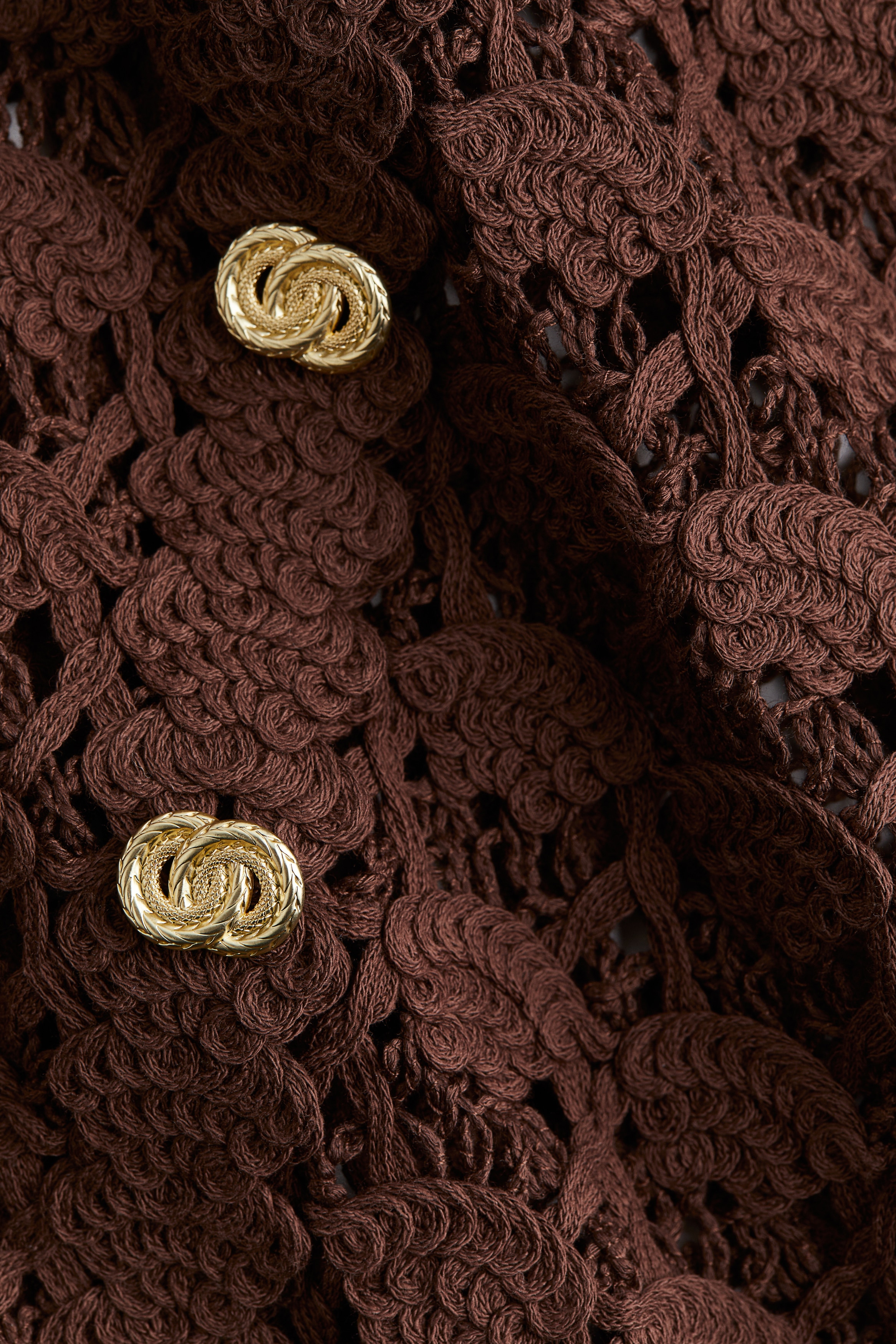 Crochet-Look Dress - Dark brown