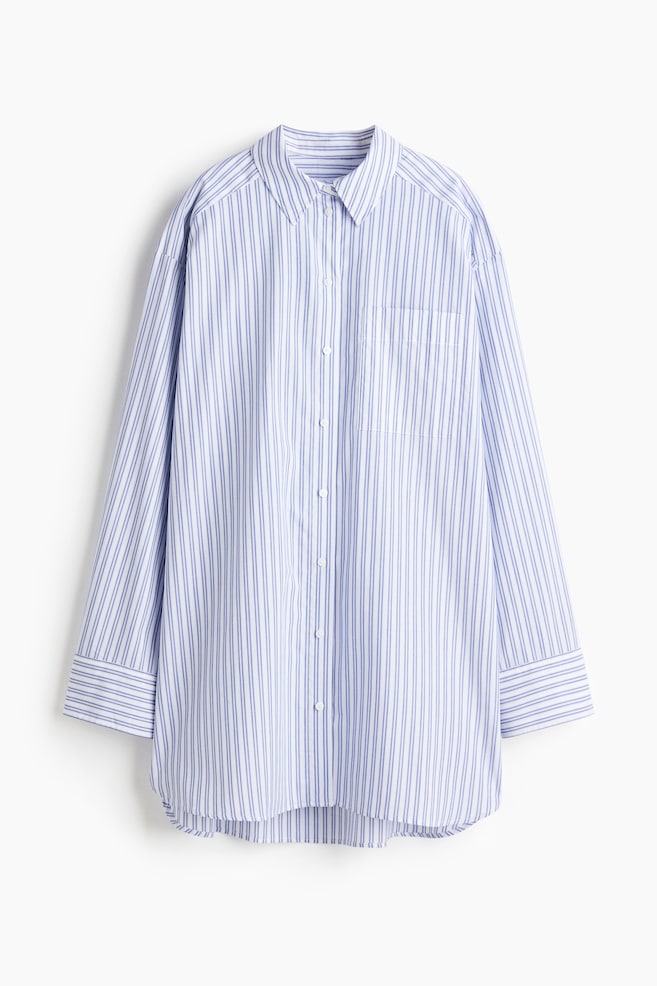 Cotton nightshirt - White/Blue striped - 1