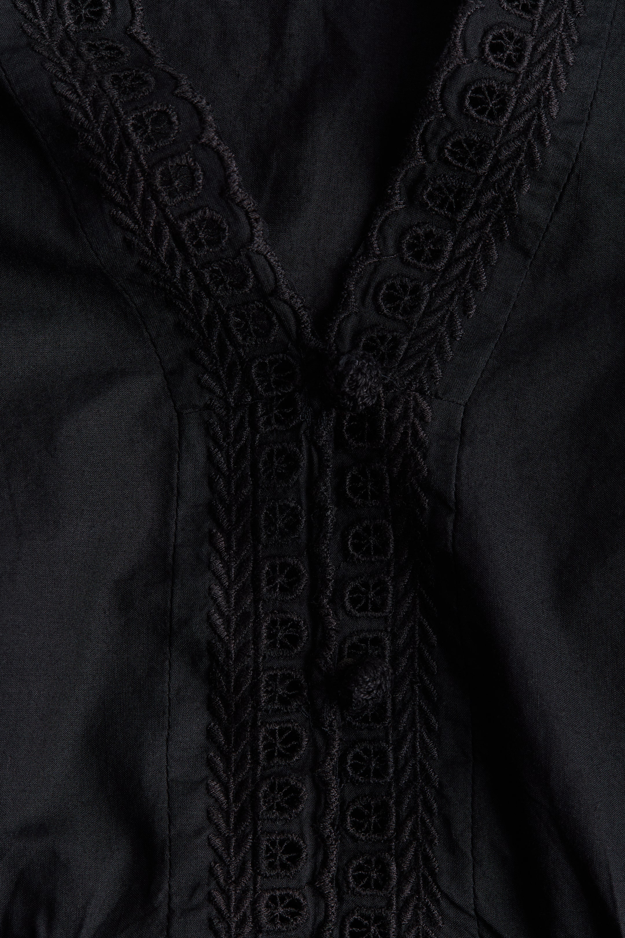 Button-Front Top with Eyelet Embroidery