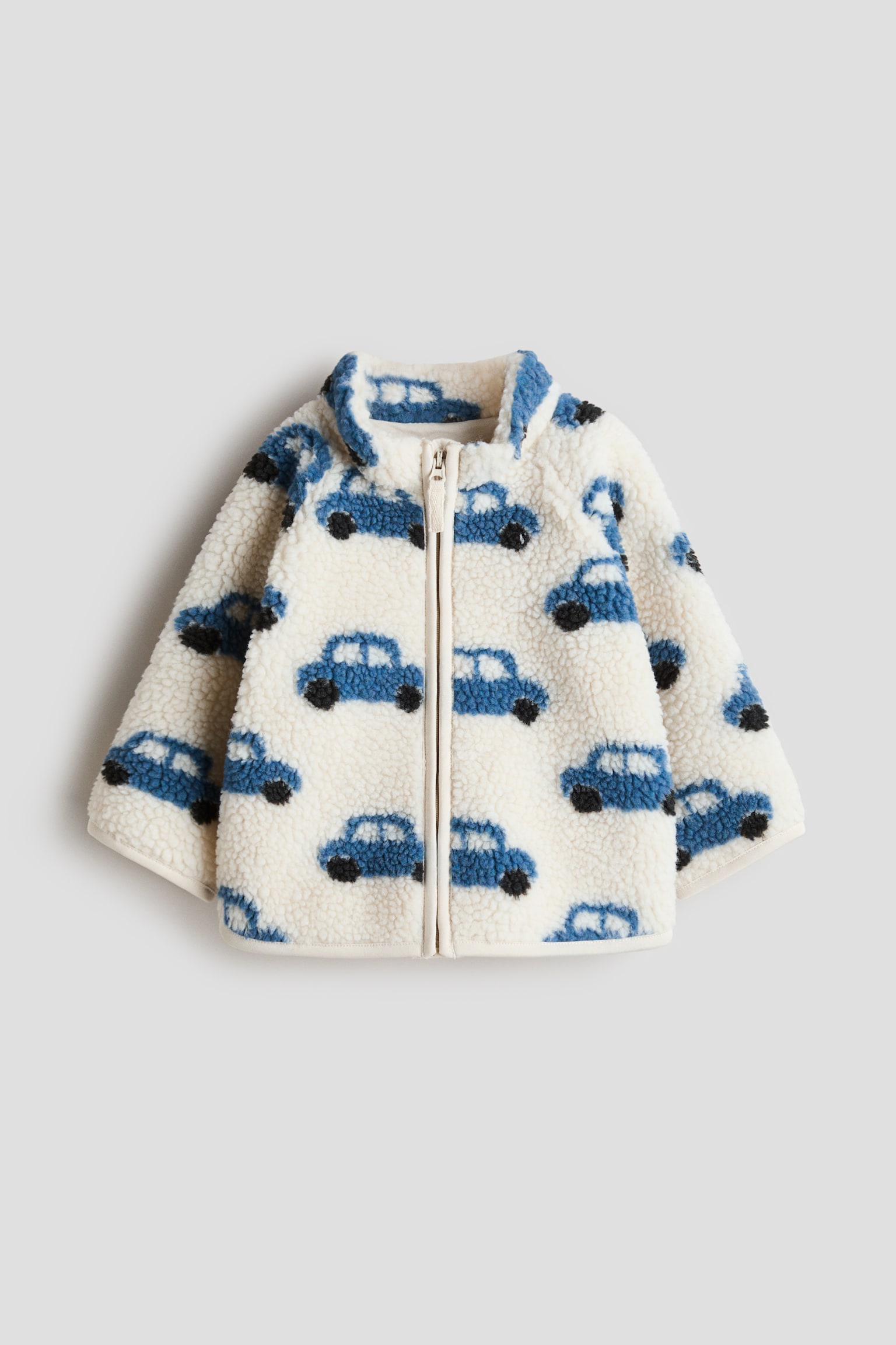 Printed teddy jacket - Light beige/Cars/Light beige/Dinosaurs/Light beige/Hearts/Light beige/Hearts/Light beige/Dinosaurs - 1