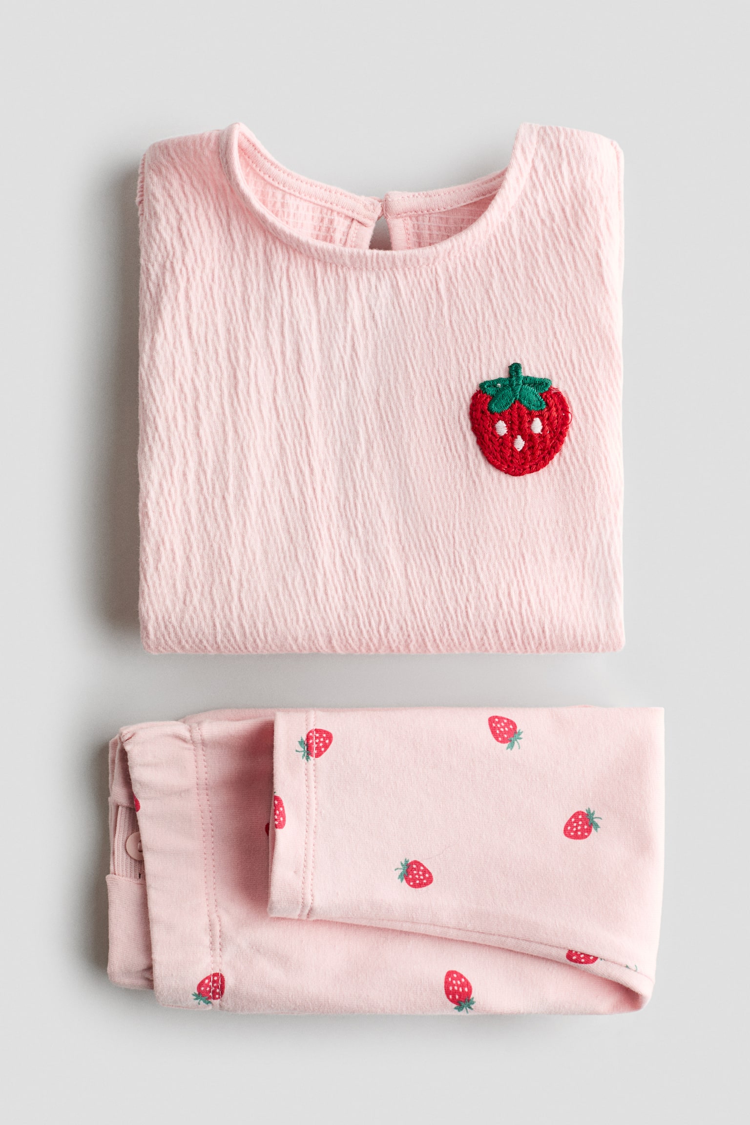 Conjunto de 2 piezas con sudadera y leggings - Rosa claro/Fresa/Blanco/Cerezas/Azul claro/Margaritas - 2