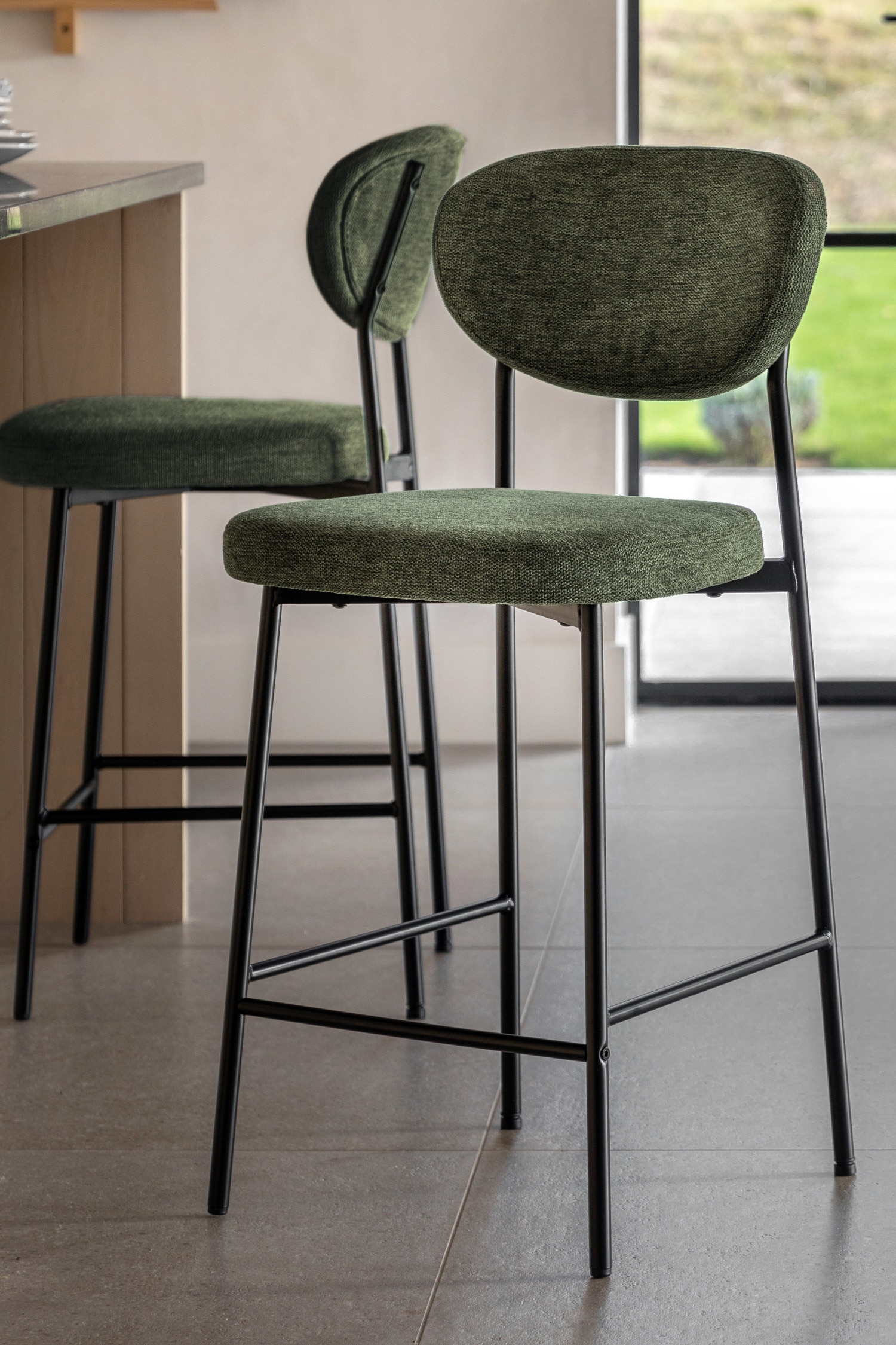 Set Of 2 Upholstered Dining Chairs - Green