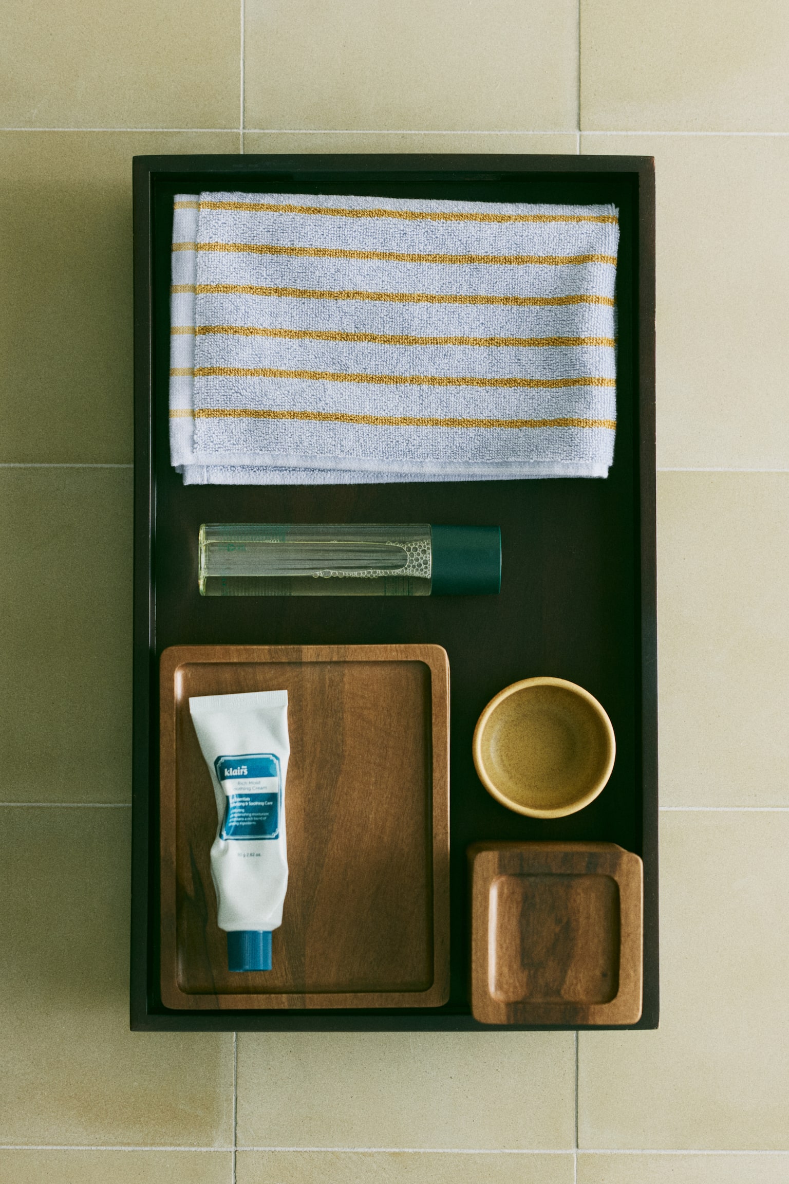 Striped guest towel - Light blue/Beige striped/Brown/Striped/Yellow/White striped/Sage green/Black striped/Light blue/Striped - 2