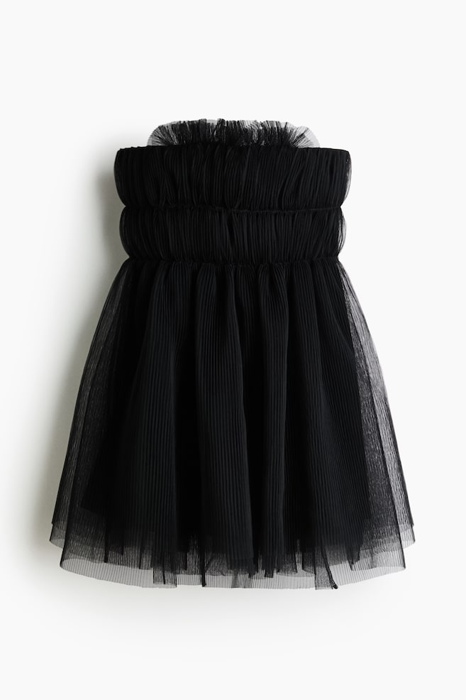 Bandeau-Kleid aus Tüll - Schwarz - 1