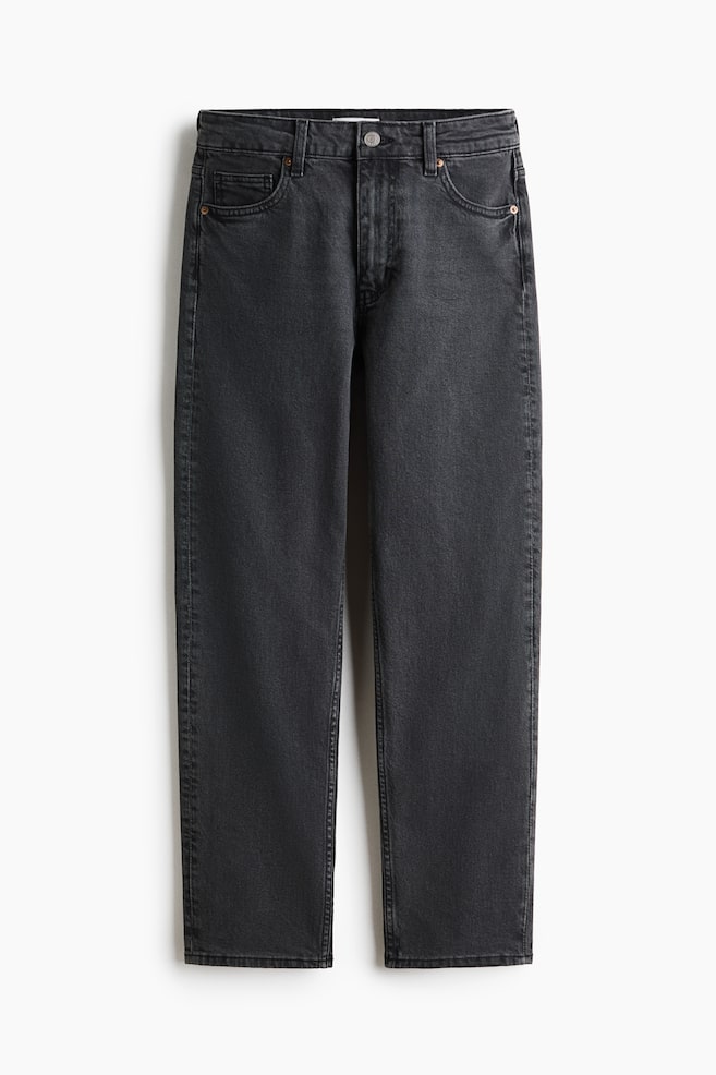 Mom Regular Waist Ankle Jeans - Schwarz/Dunkles Denimblau - 1
