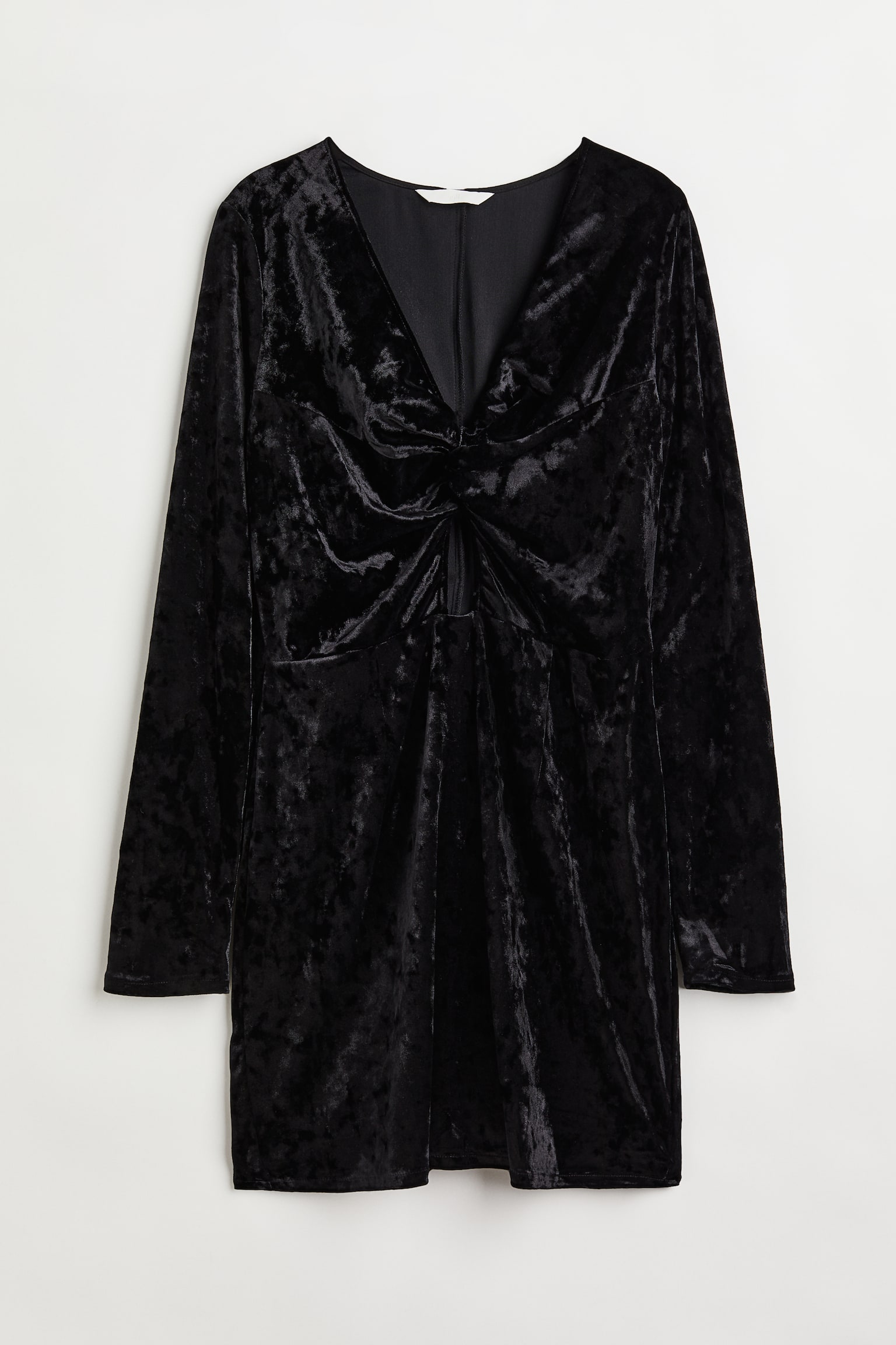 Knot-detail velvet dress - Black - 1