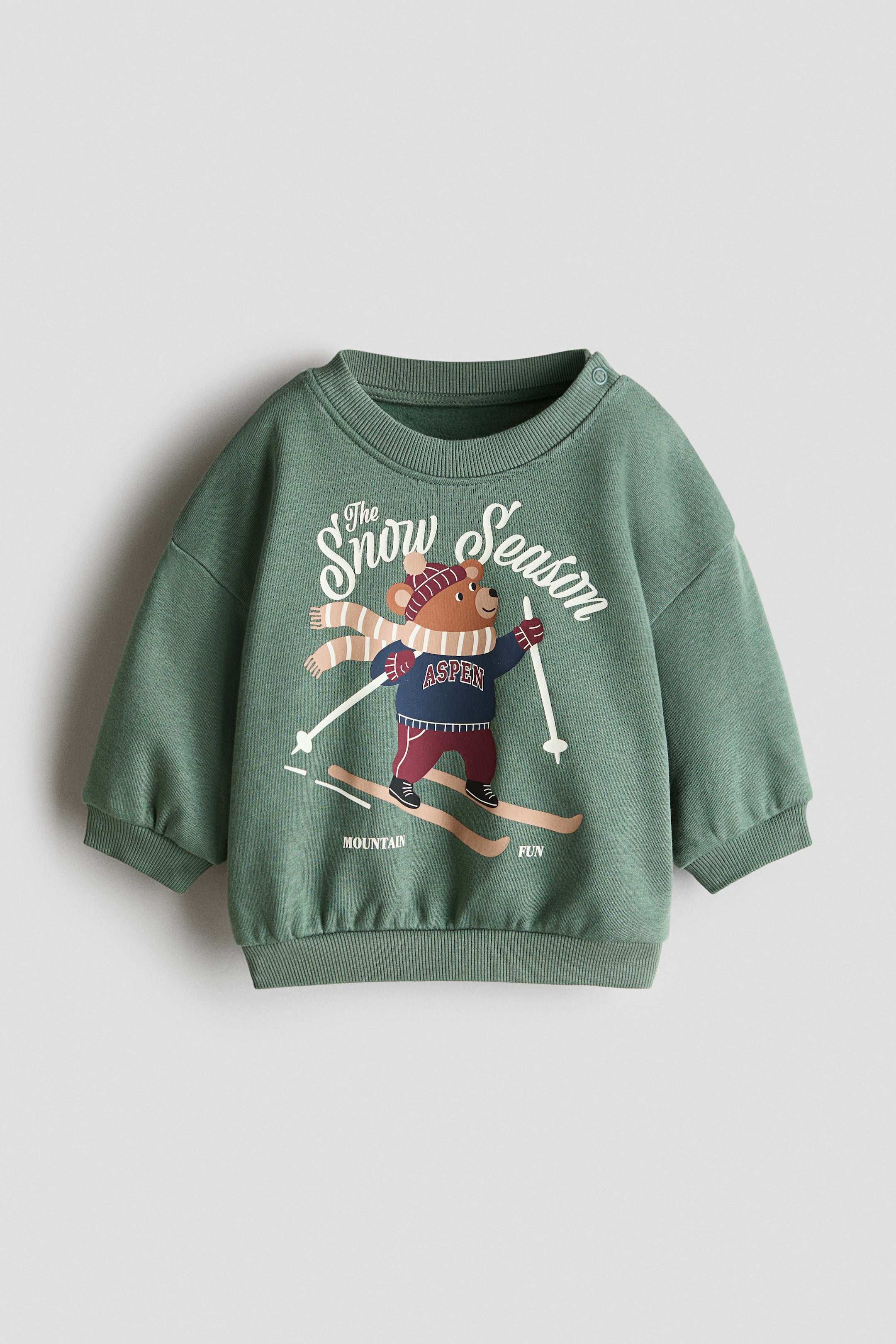 View larger image: Printed sweatshirt - Green/The Snow Season - Kids | H&M 1