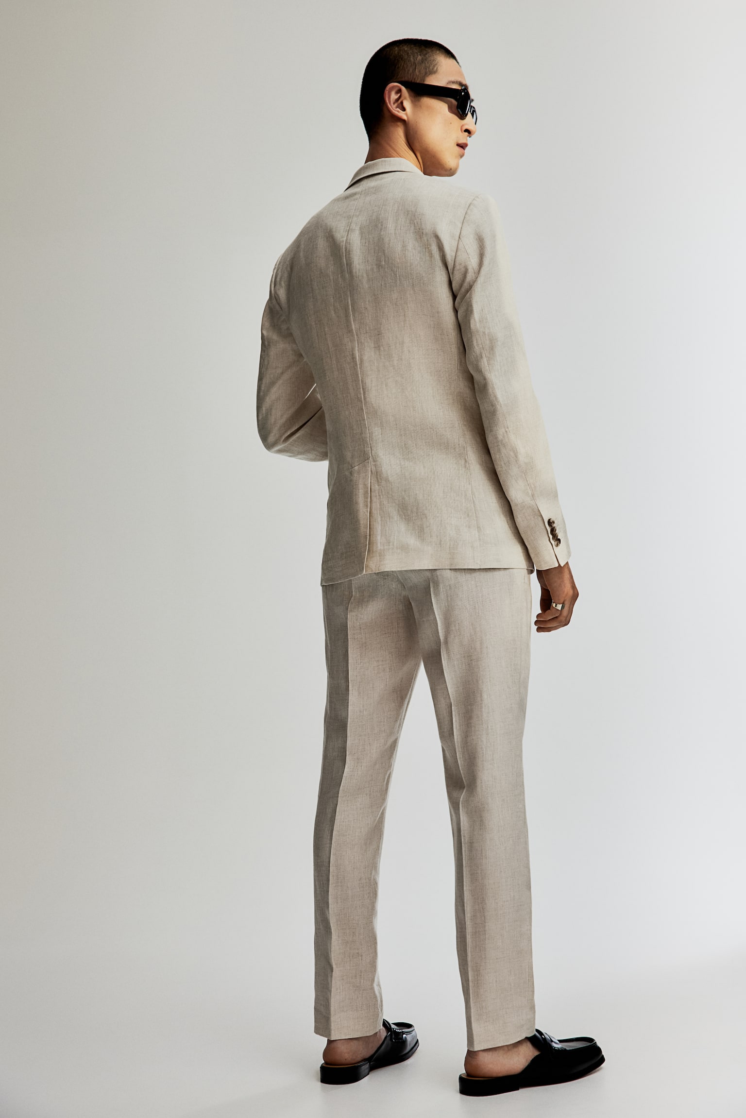 Slim Fit Linen suit trousers - Light beige/Navy blue/Dark beige/Grey-green/Light grey/Light blue - 5