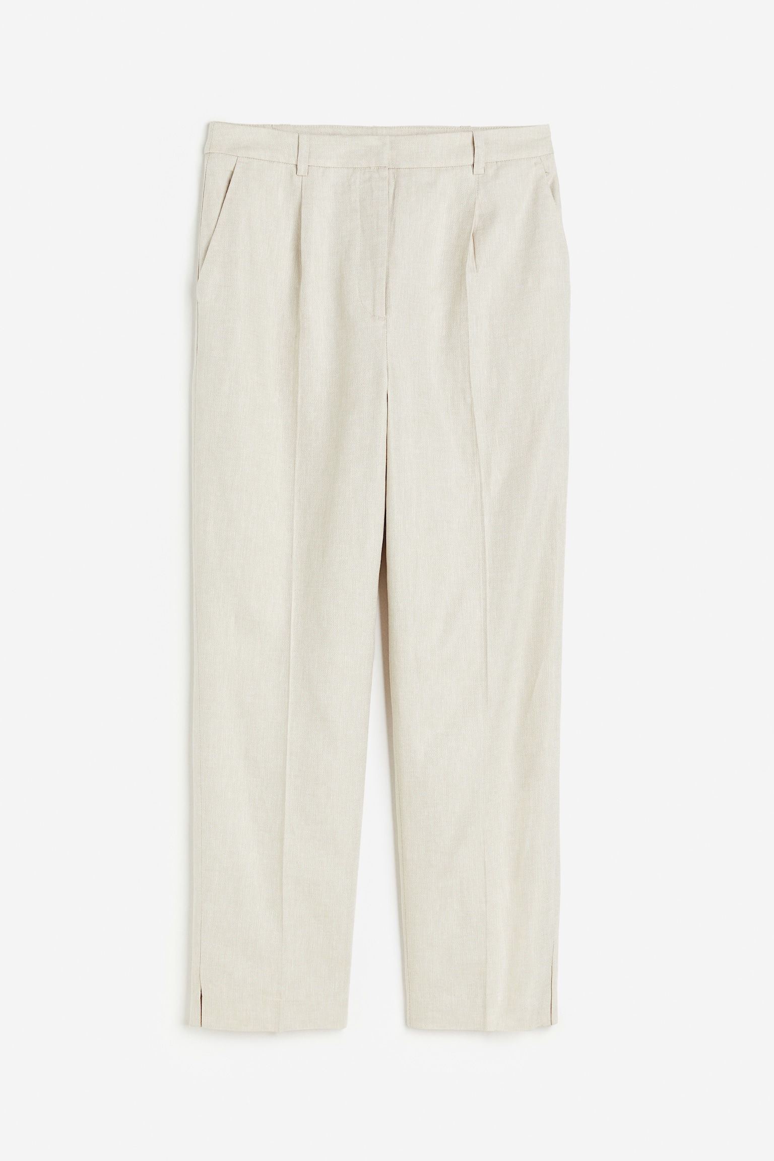 Linen Blend Tailored Pants - Light beige/White - 1