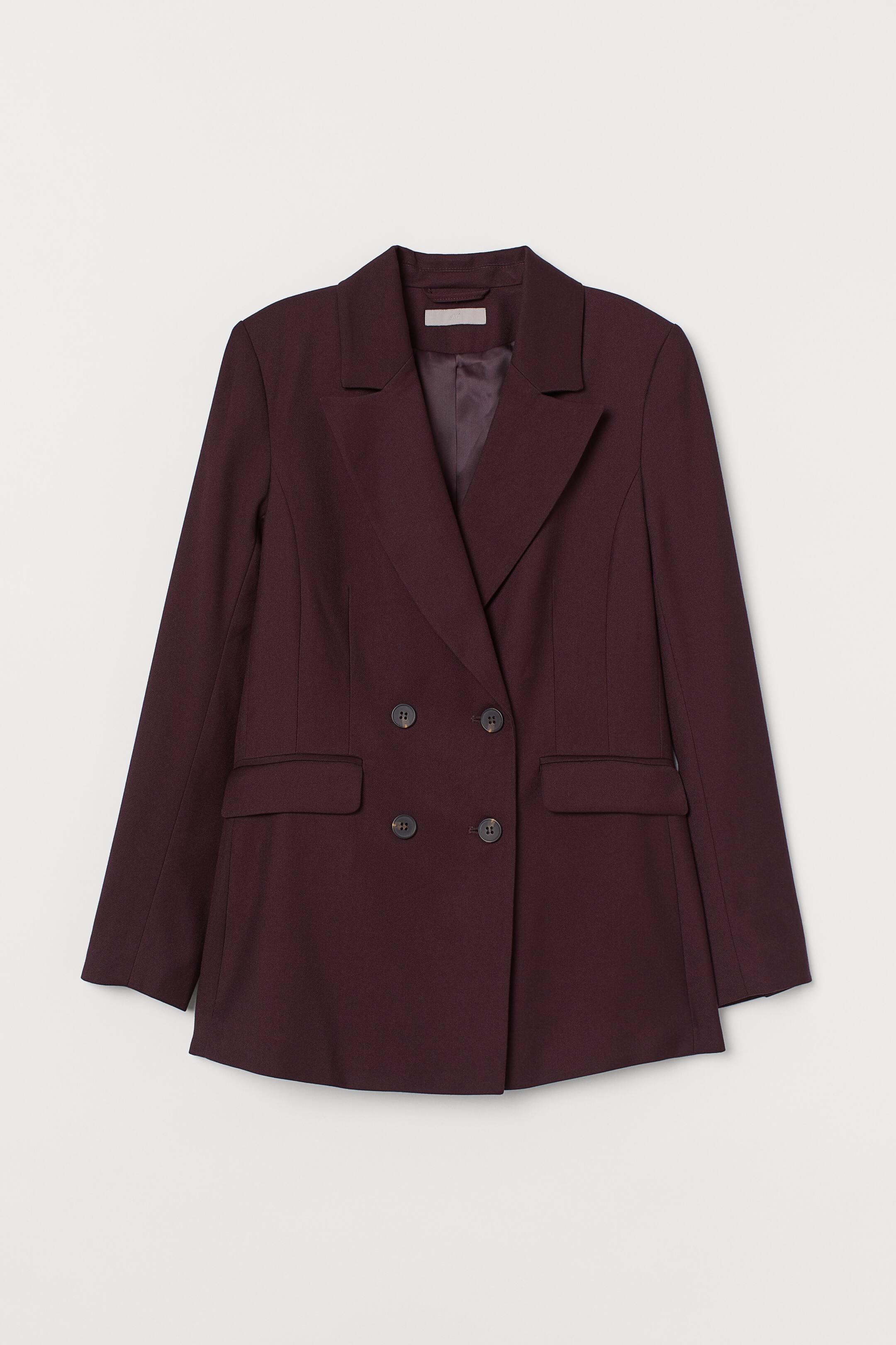 Double-breasted jacket - Long sleeve - Burgundy - Ladies | H&M GB