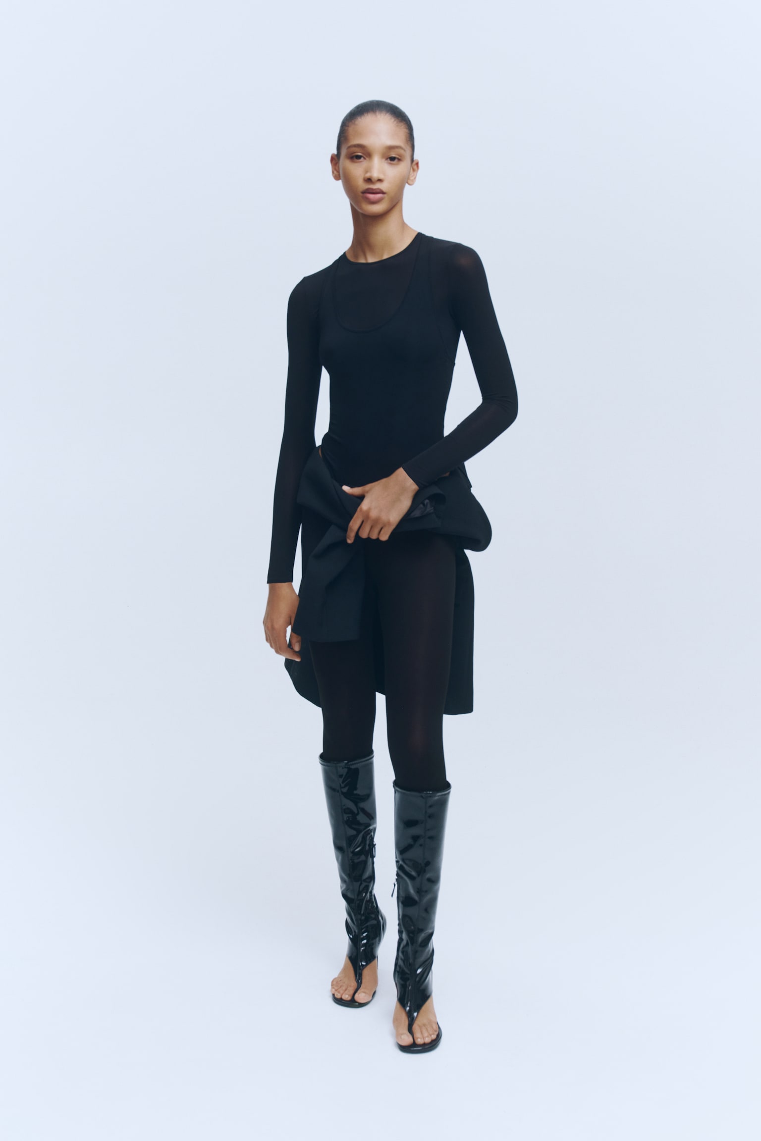 Женские леггинсы H&M Sheer Stirrup, цвет: Чёрный — фото 4