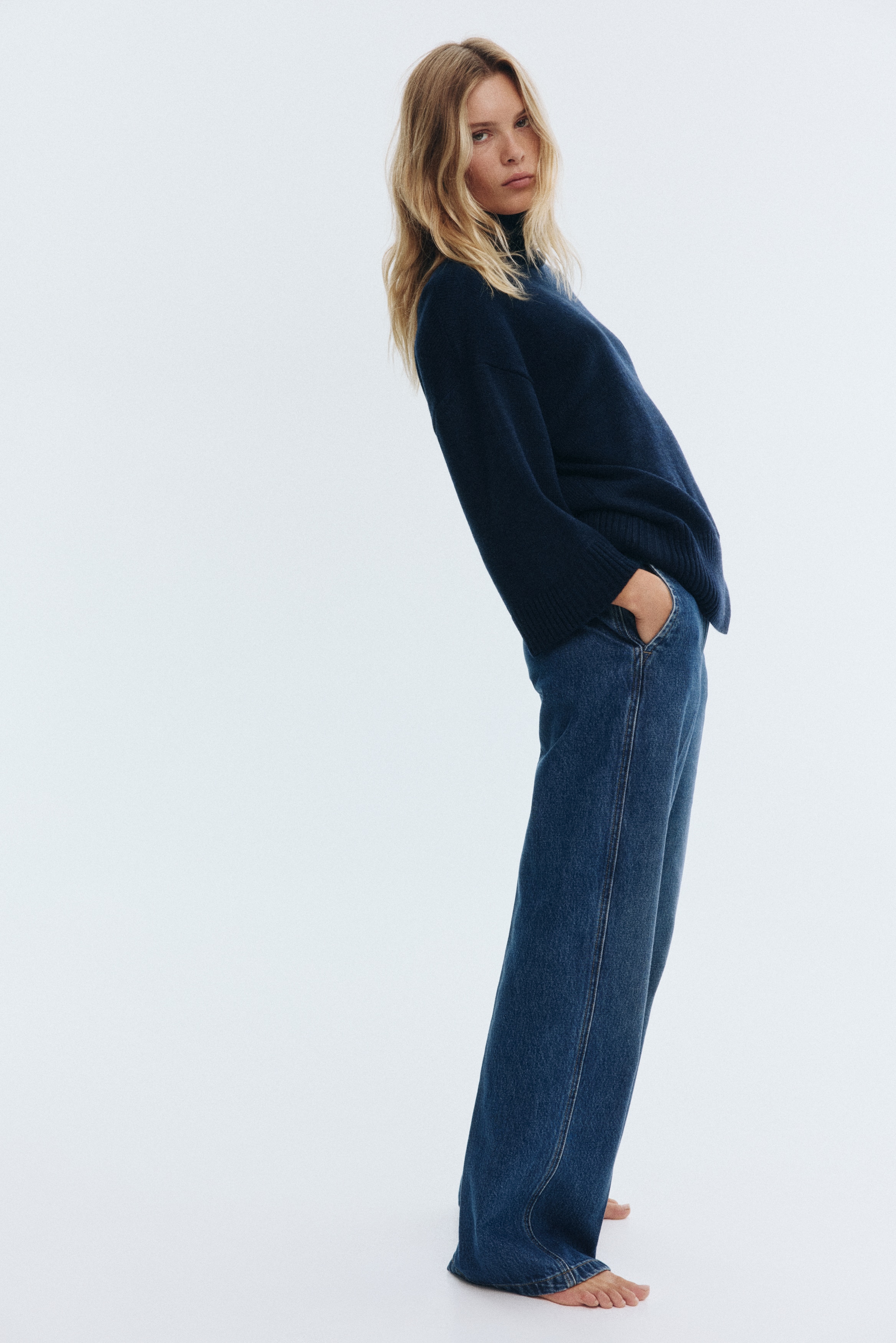 Dames - Denimblauw Wide High Jeans - Size: 36  - H&M