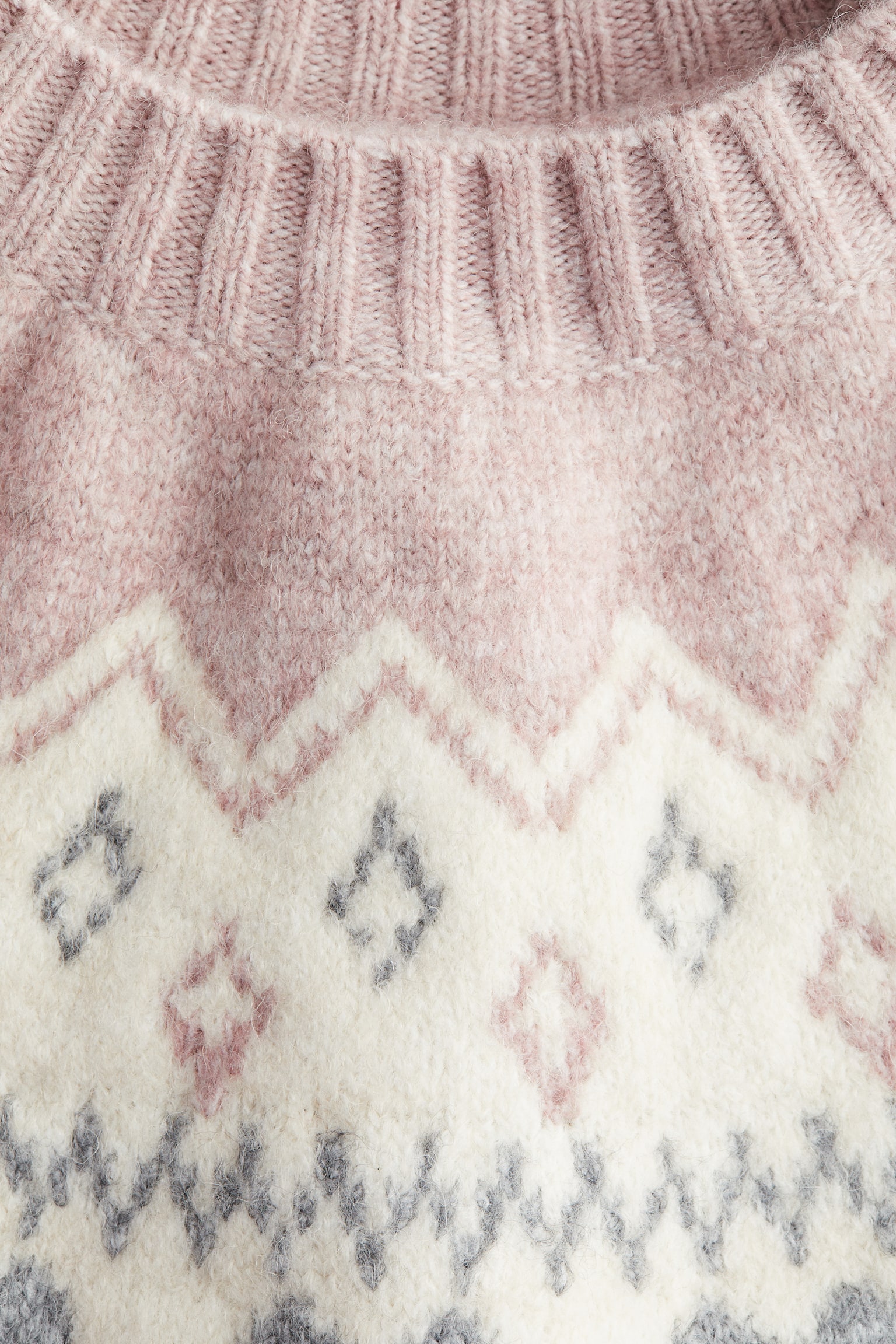 Jacquard-knit jumper - Light pink marl/Patterned/Light beige/Light blue/Light blue/Light beige - 4